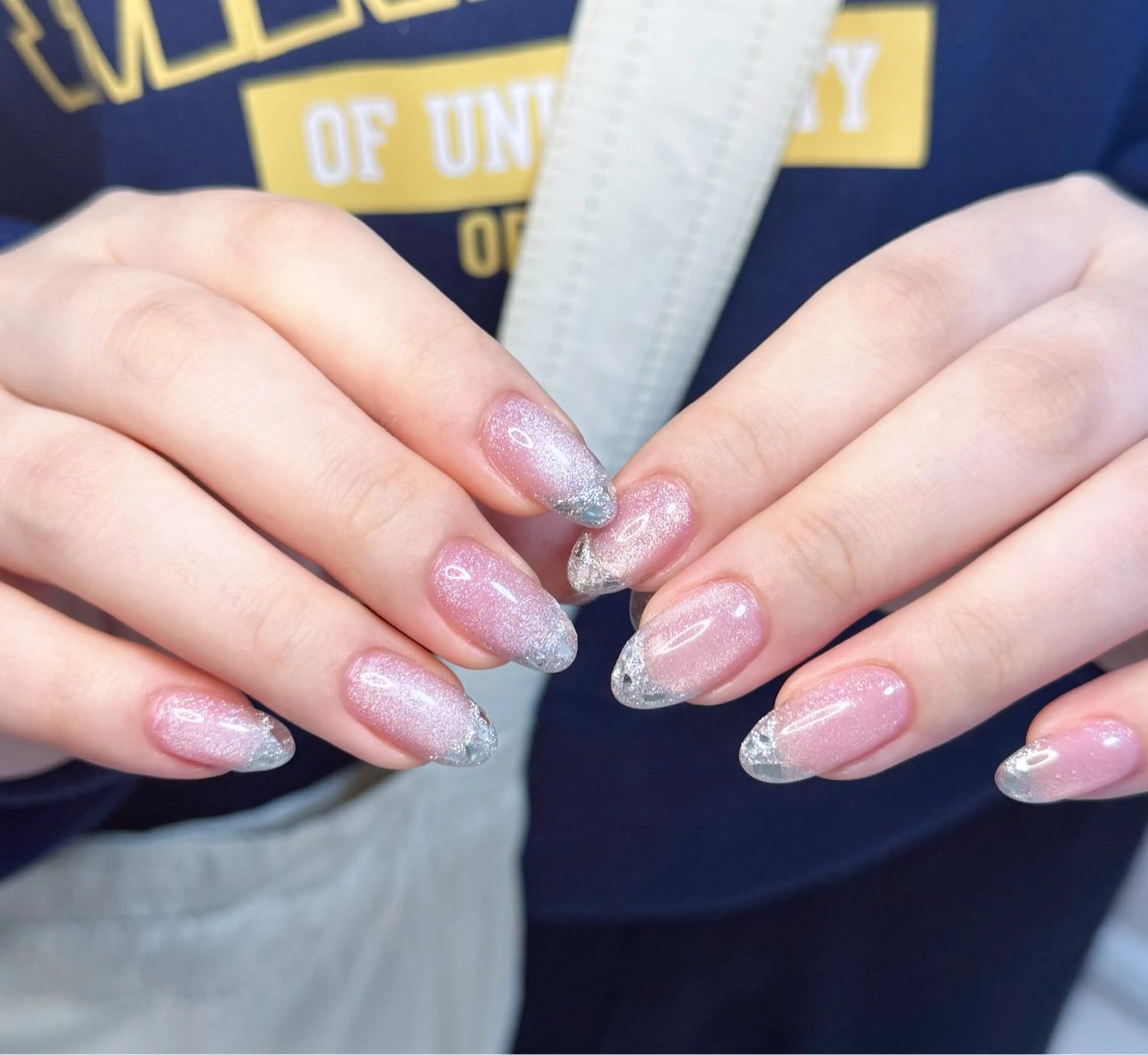 ネイル アートネイル オーロラネイル チークネイル フレンチネイル ガラスフレンチ ハンドネイル 🎀🎀YooLi Nail Salonのネイルデザイン