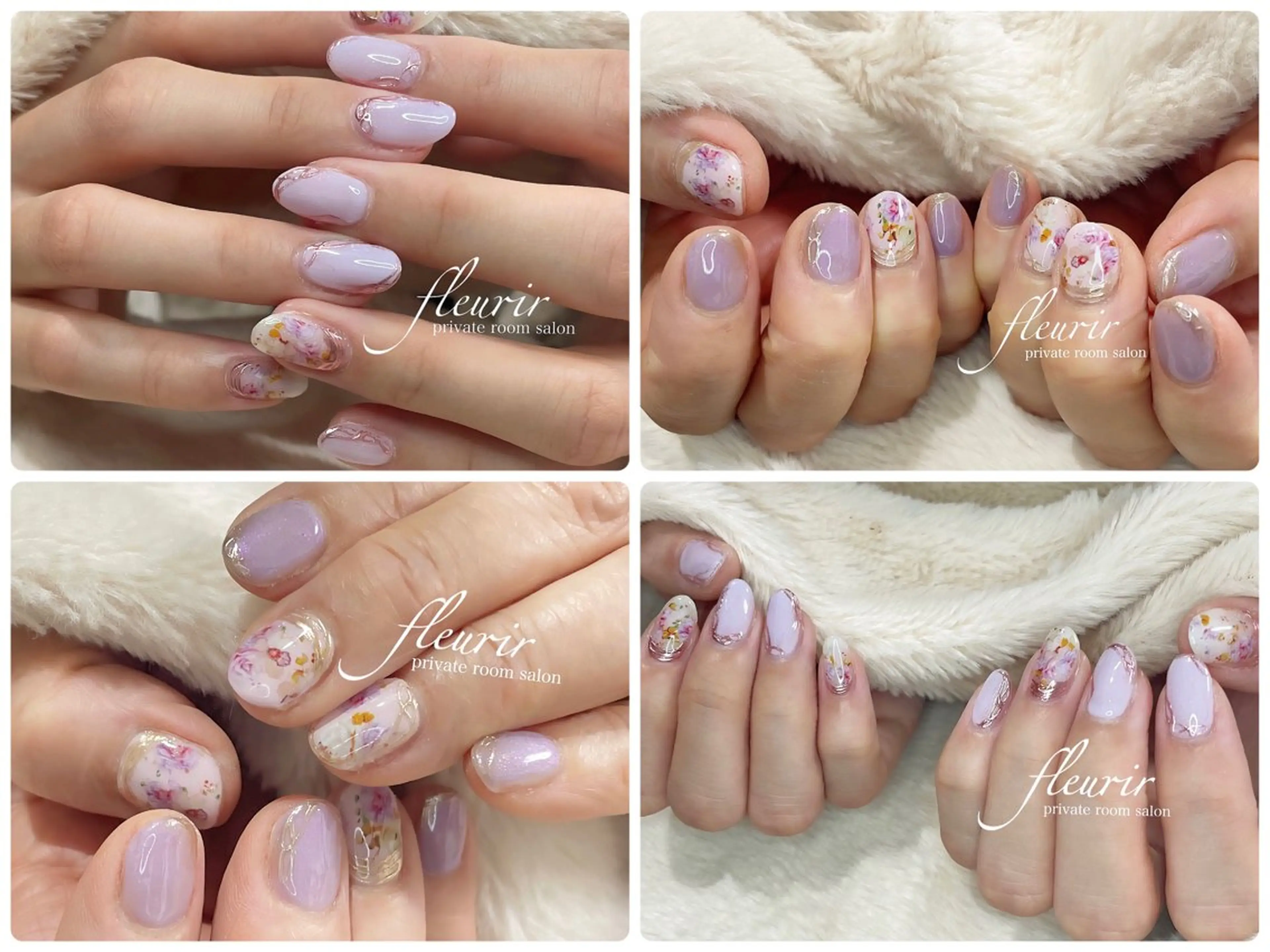 ネイル アートネイル フラワーネイル ゴールド ミラーネイル ワンカラーネイル フルリール 【プライベートサロンのネイルデザイン