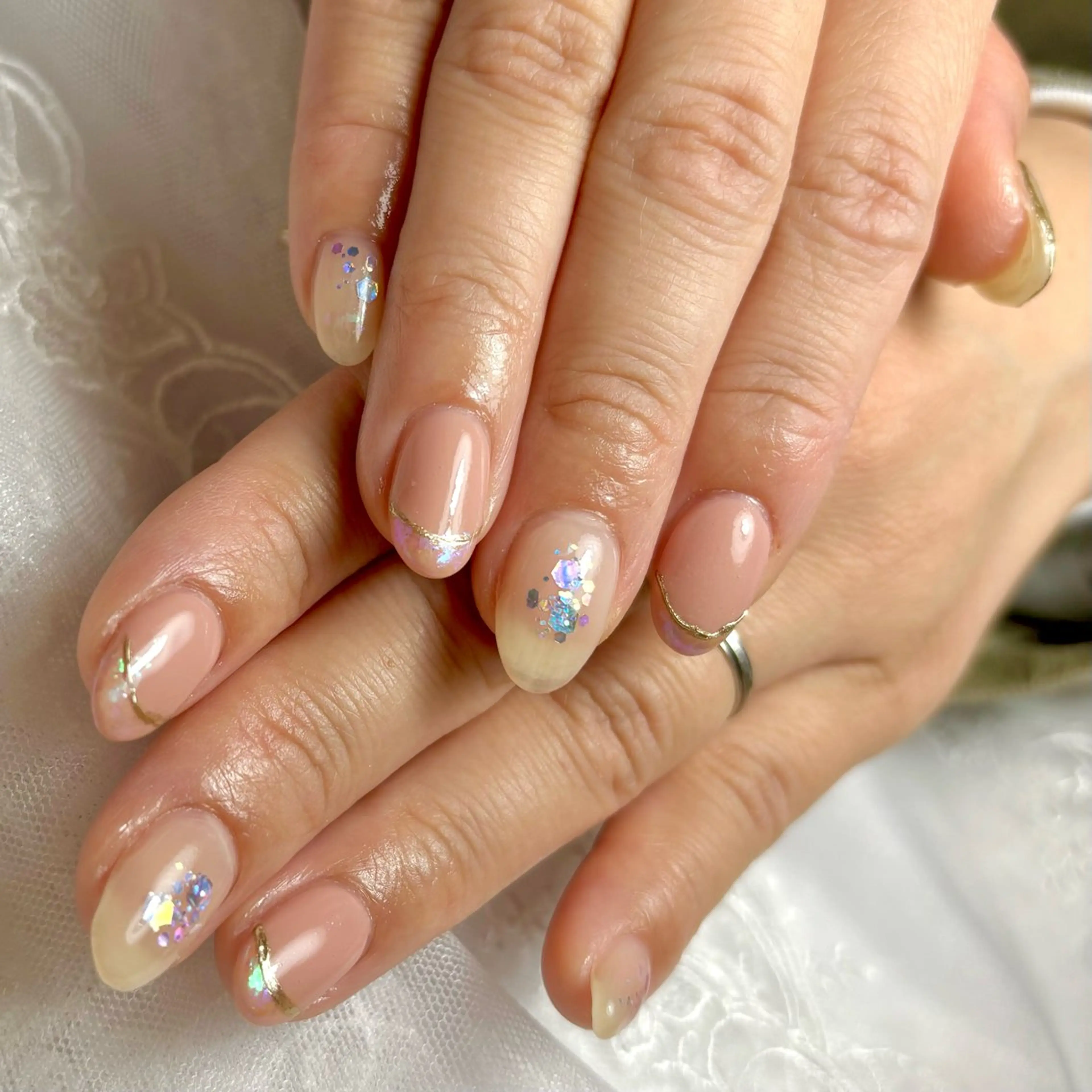 ネイル ニュアンスネイル ピンク 春ネイル ハンドネイル Belle　ネイル＆ ホワイトニングサロンのネイルデザイン