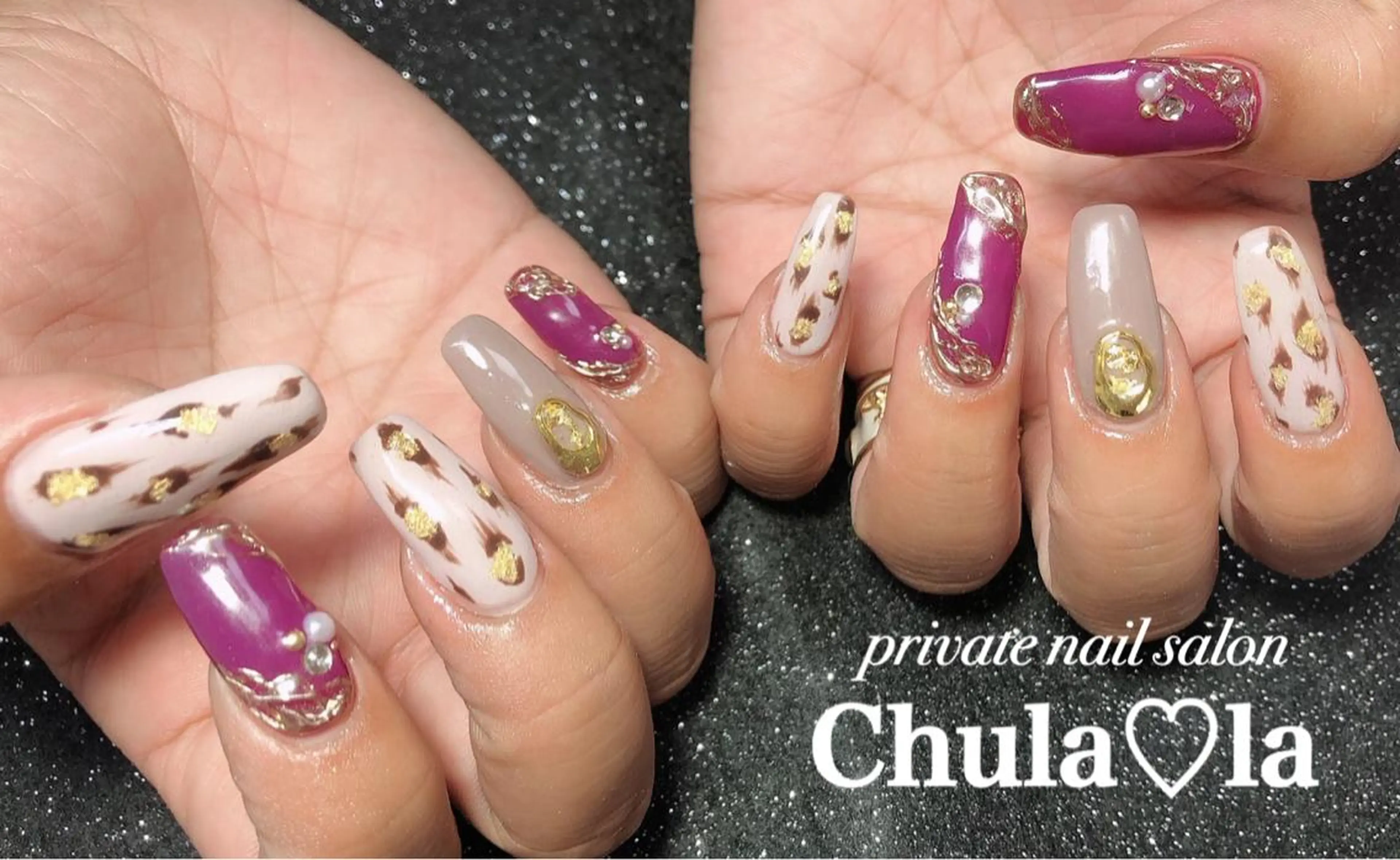 ネイル ロングネイル 持ち込み ハンドネイル Chula♡la 豊見城市高安のネイルデザイン