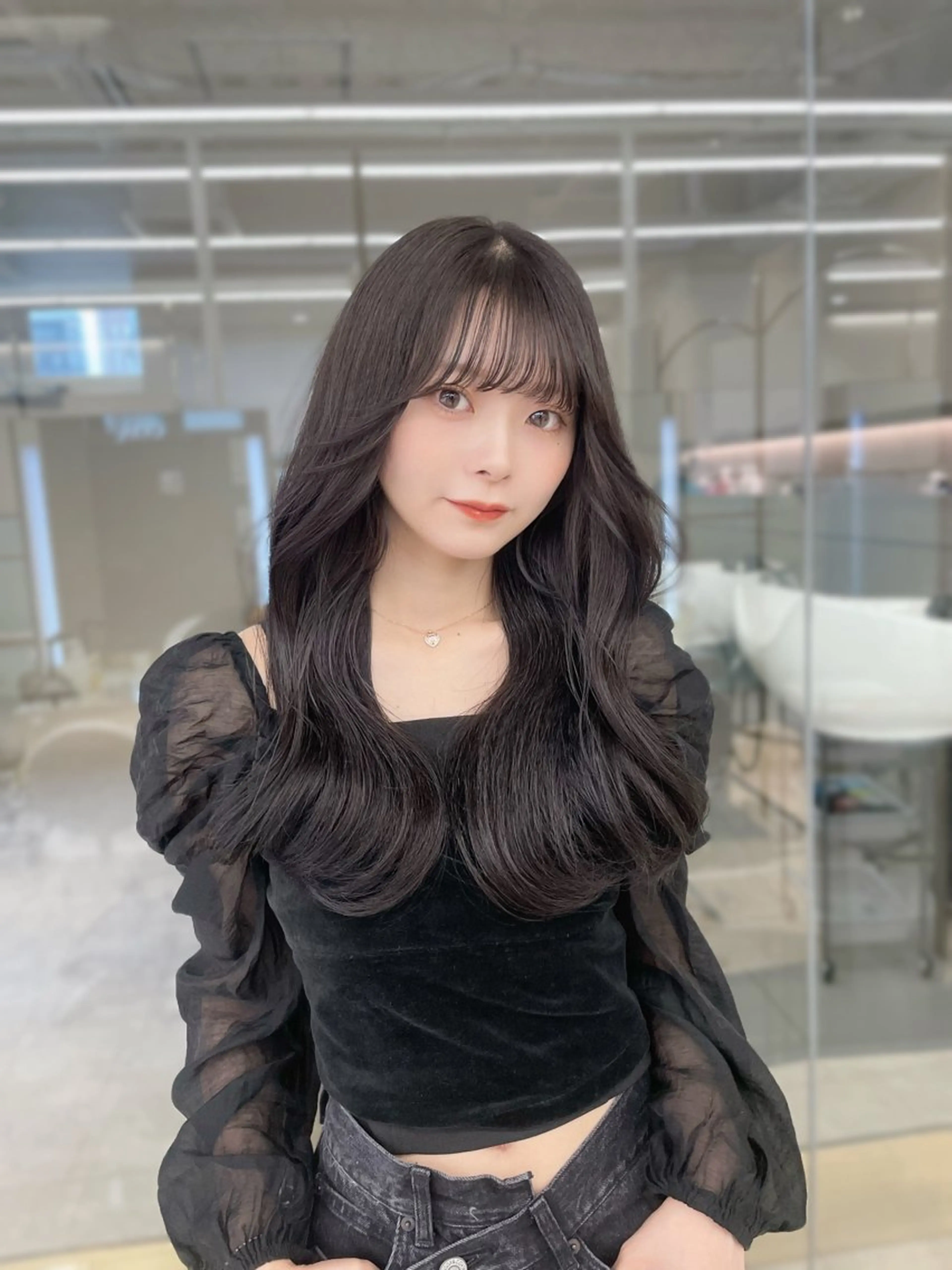 ロング カラー 透明感カラー グレージュ カット ヘアカラー トリートメント COA GINZA 空也/前髪/顔まわりのヘアスタイル