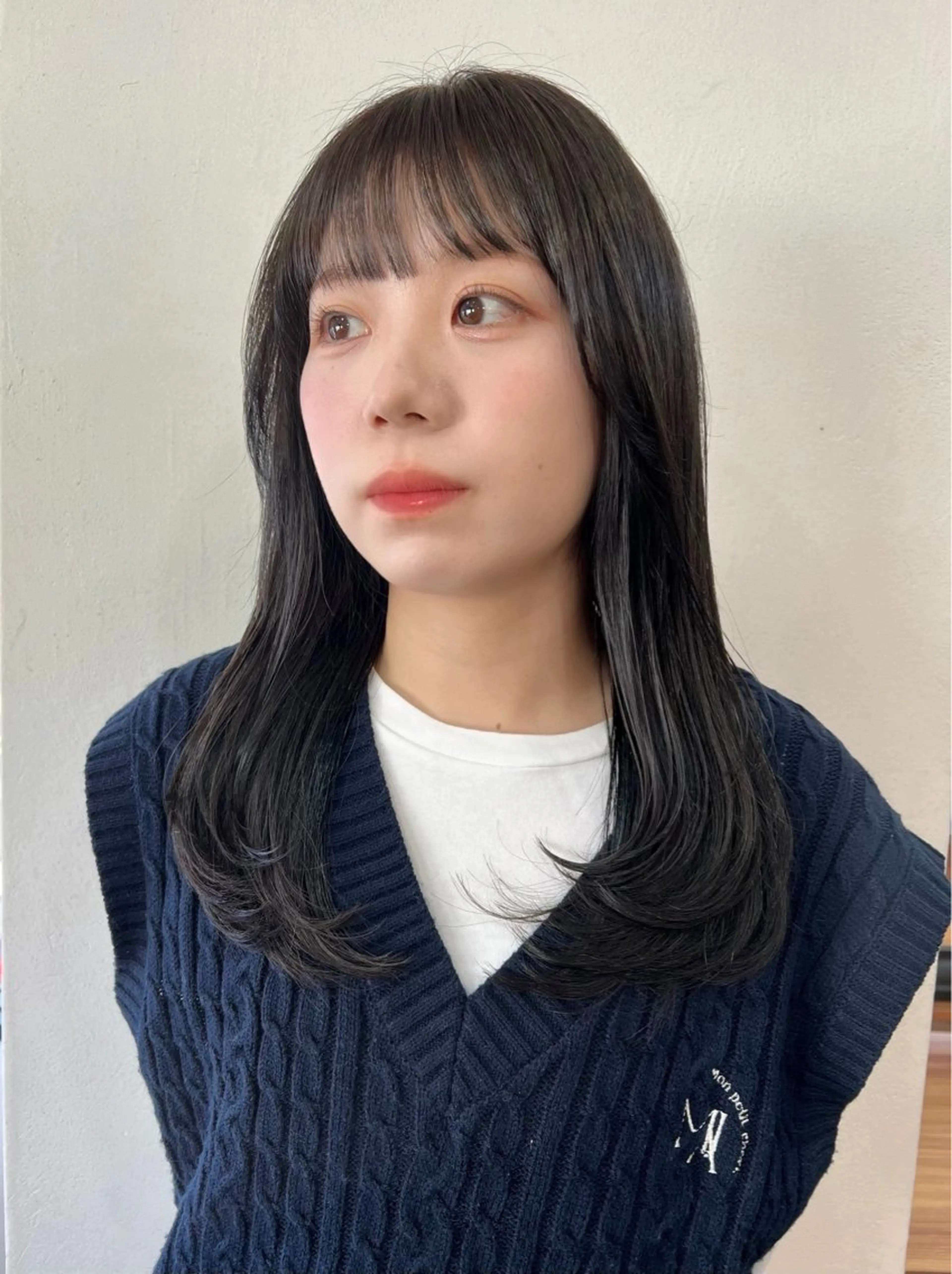 セミロング カラー 透明感カラー グレージュ 韓国ヘア 🎀華澄のヘアスタイル