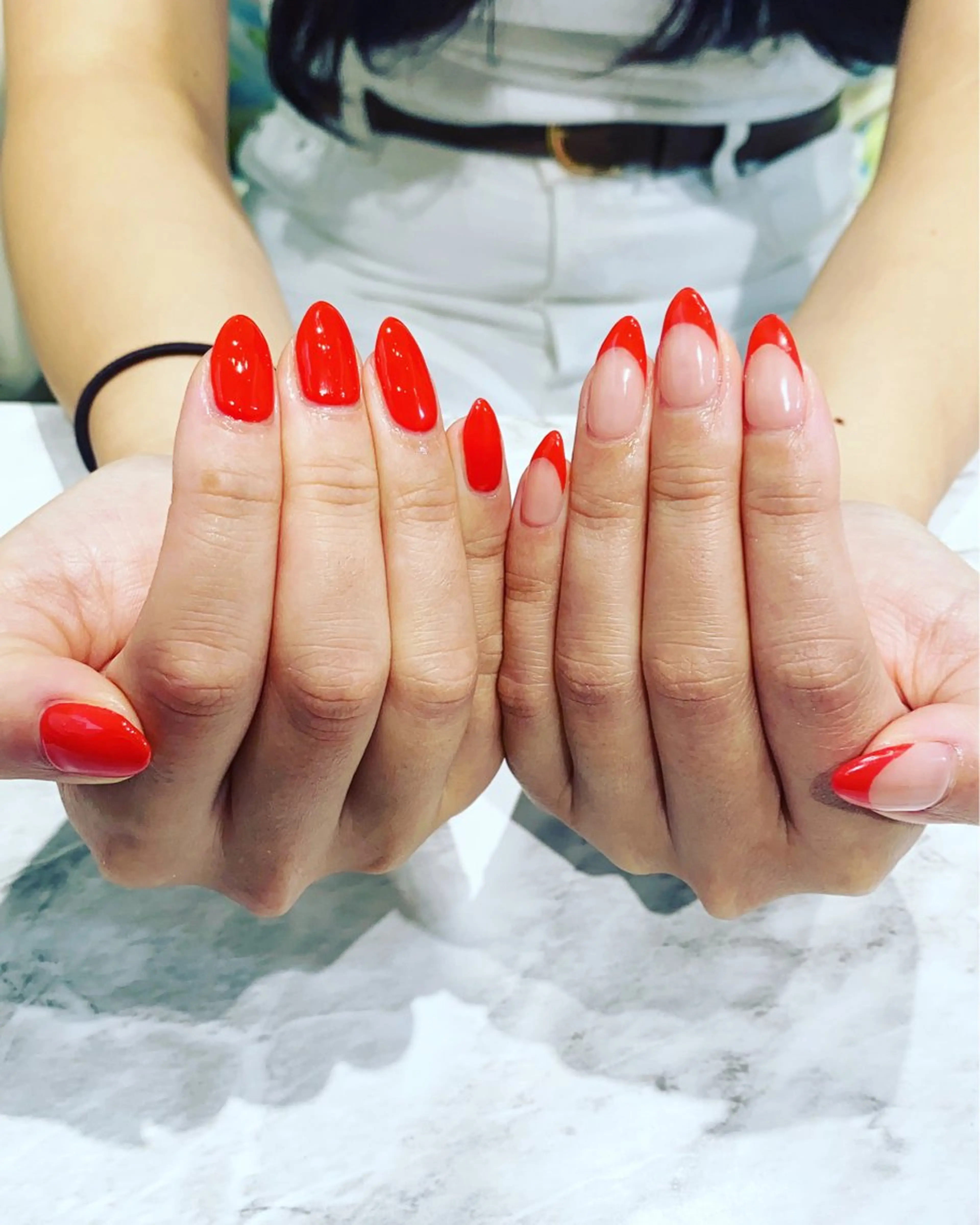 ネイル 赤色 ハンドネイル フットネイル ハンドケア nail salon  AlgeTy所属・✴︎:.｡. MAKI.｡.:✴︎のネイルデザイン