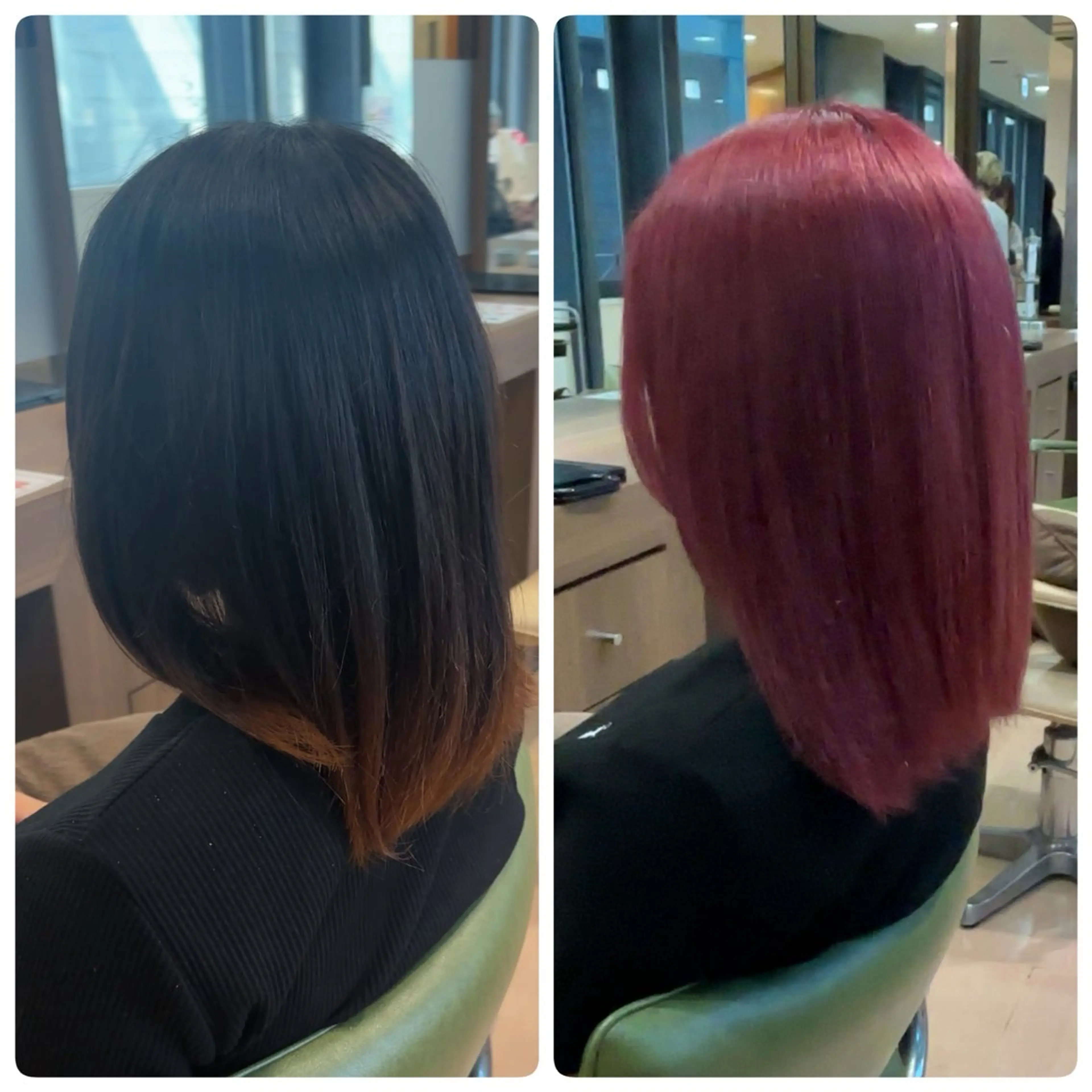 ミディアム カラー カシス ピンクカラー aura所属・CONAN｜レイヤー ボブ／ハイトーンのヘアスタイル