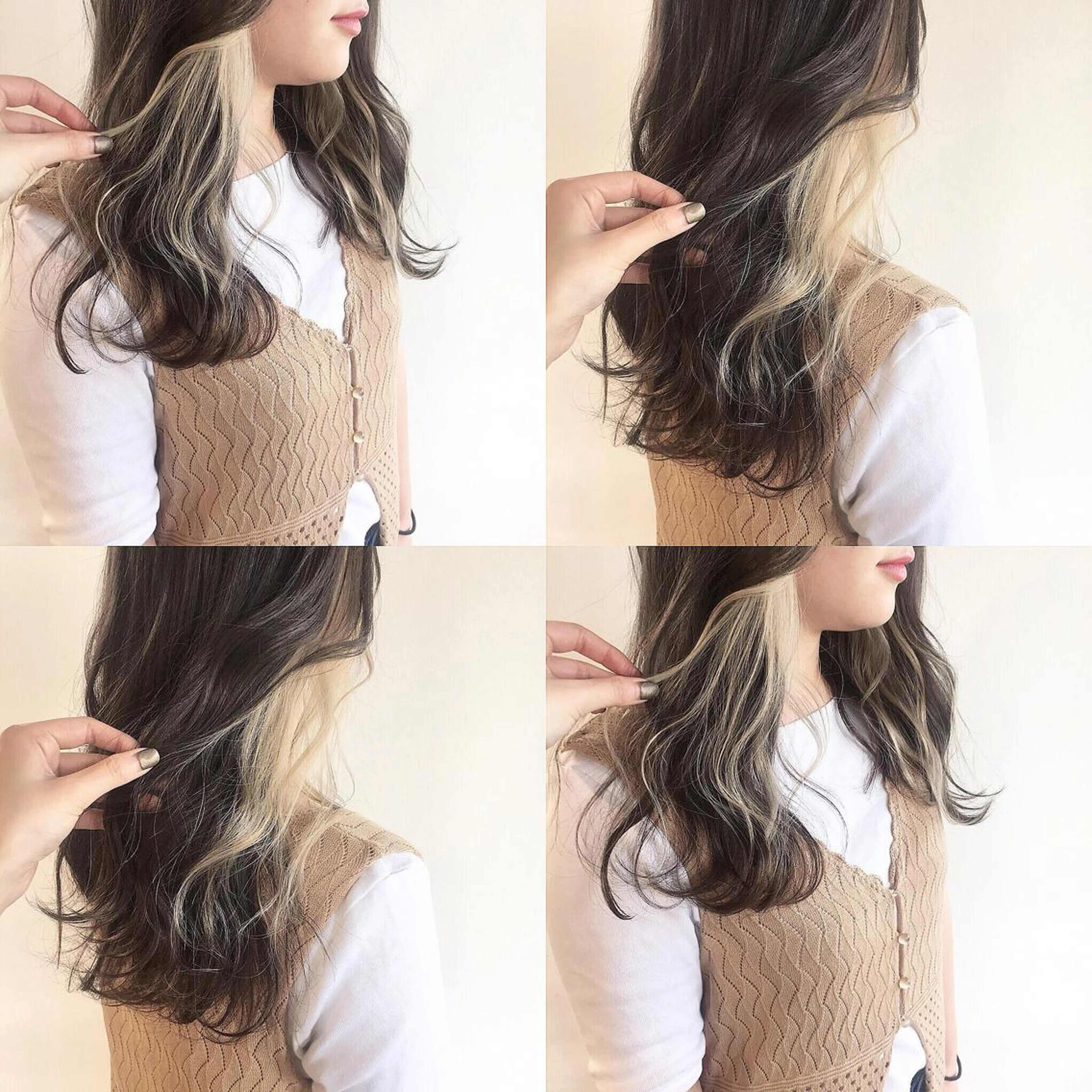 ロング カラー ヘアアレンジ ベージュカラー インナーカラー イエローカラー トリートメント マンツーマン施術🦋 ayajuのヘアスタイル