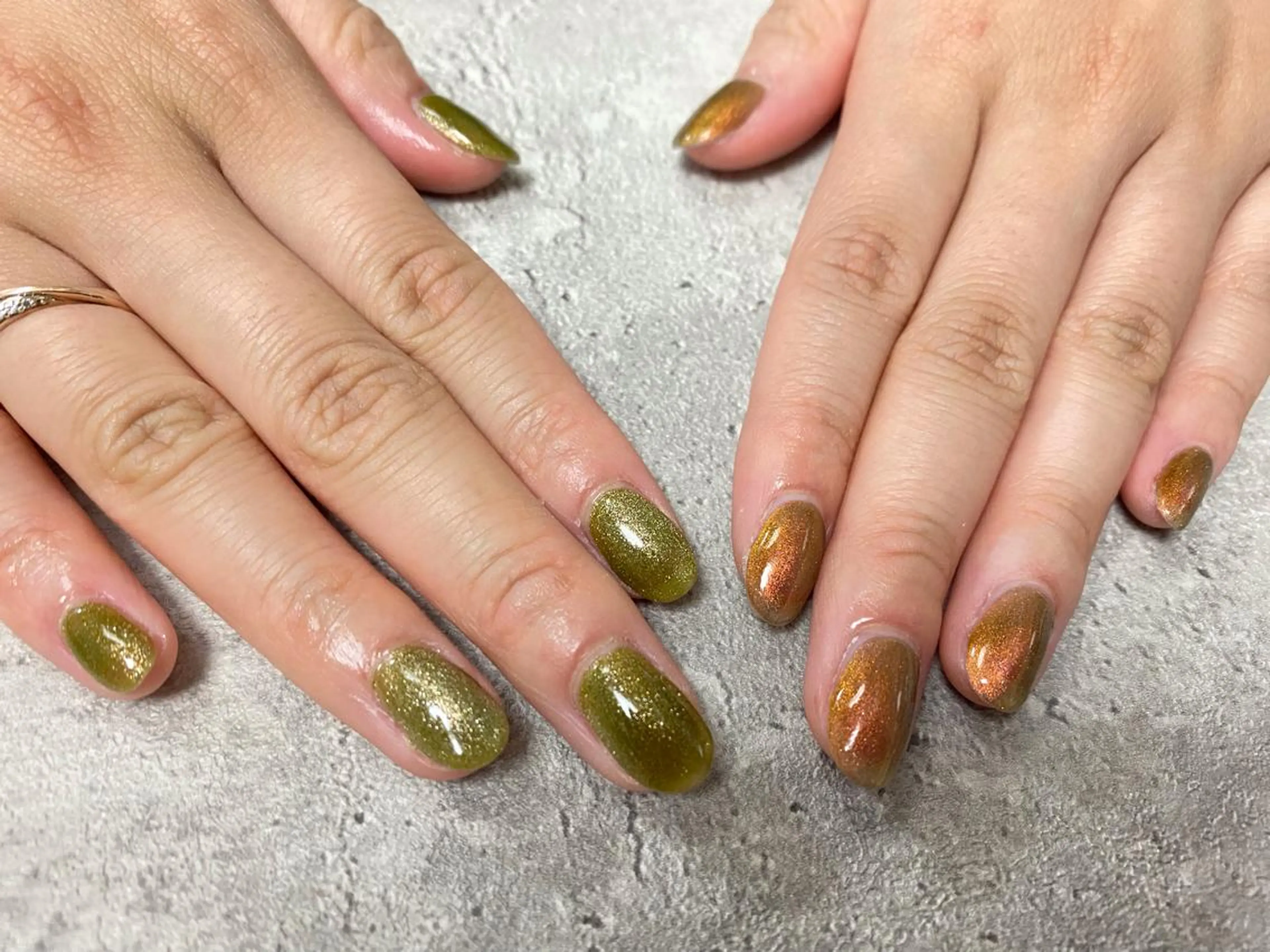 ネイル ブラウン マグネットネイル ハンドネイル Mogu nail 二子玉川のネイルデザイン