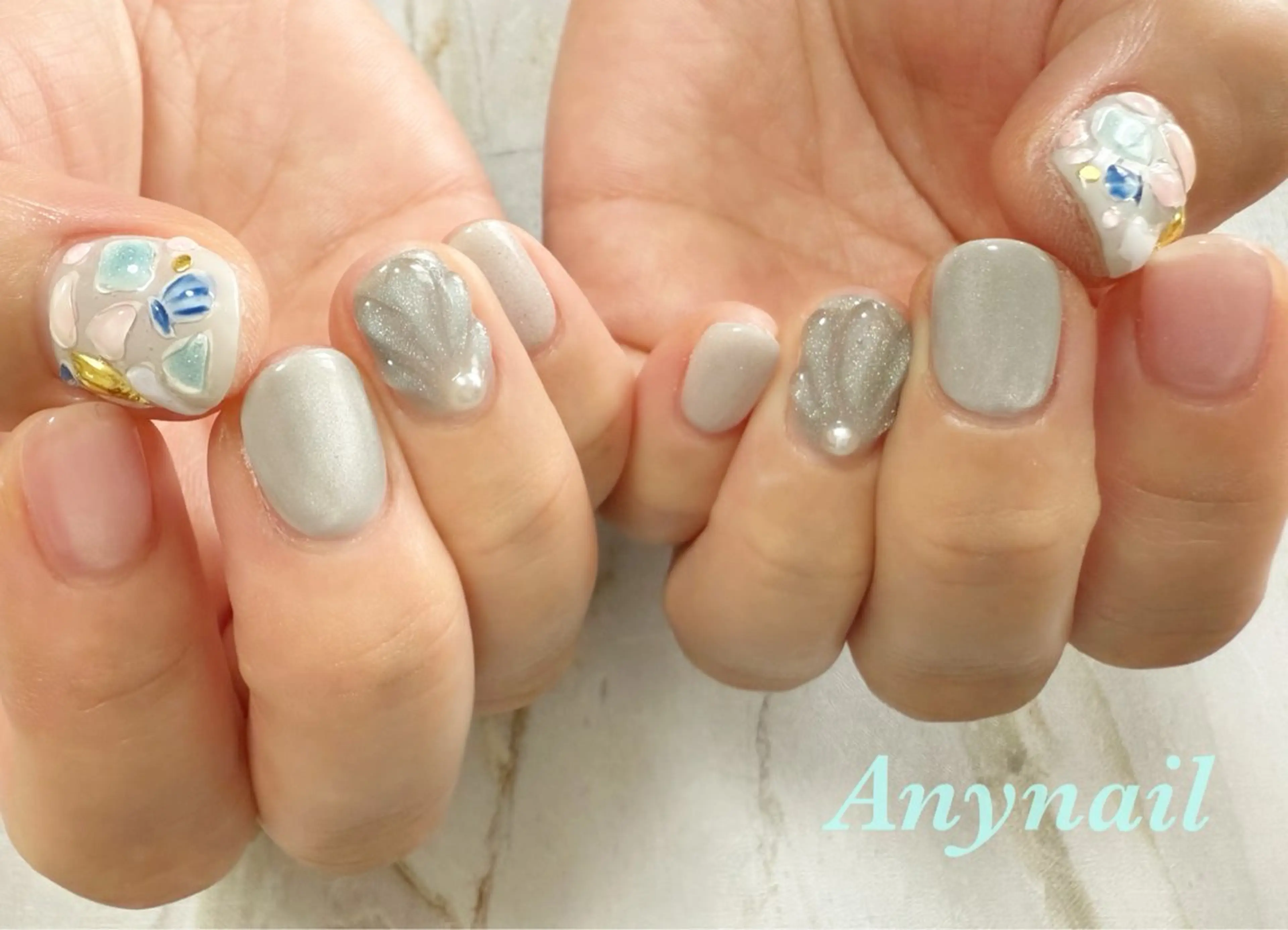 ネイル アートネイル ブルー マグネットネイル 夏ネイル 岩澤 恵子のネイルデザイン