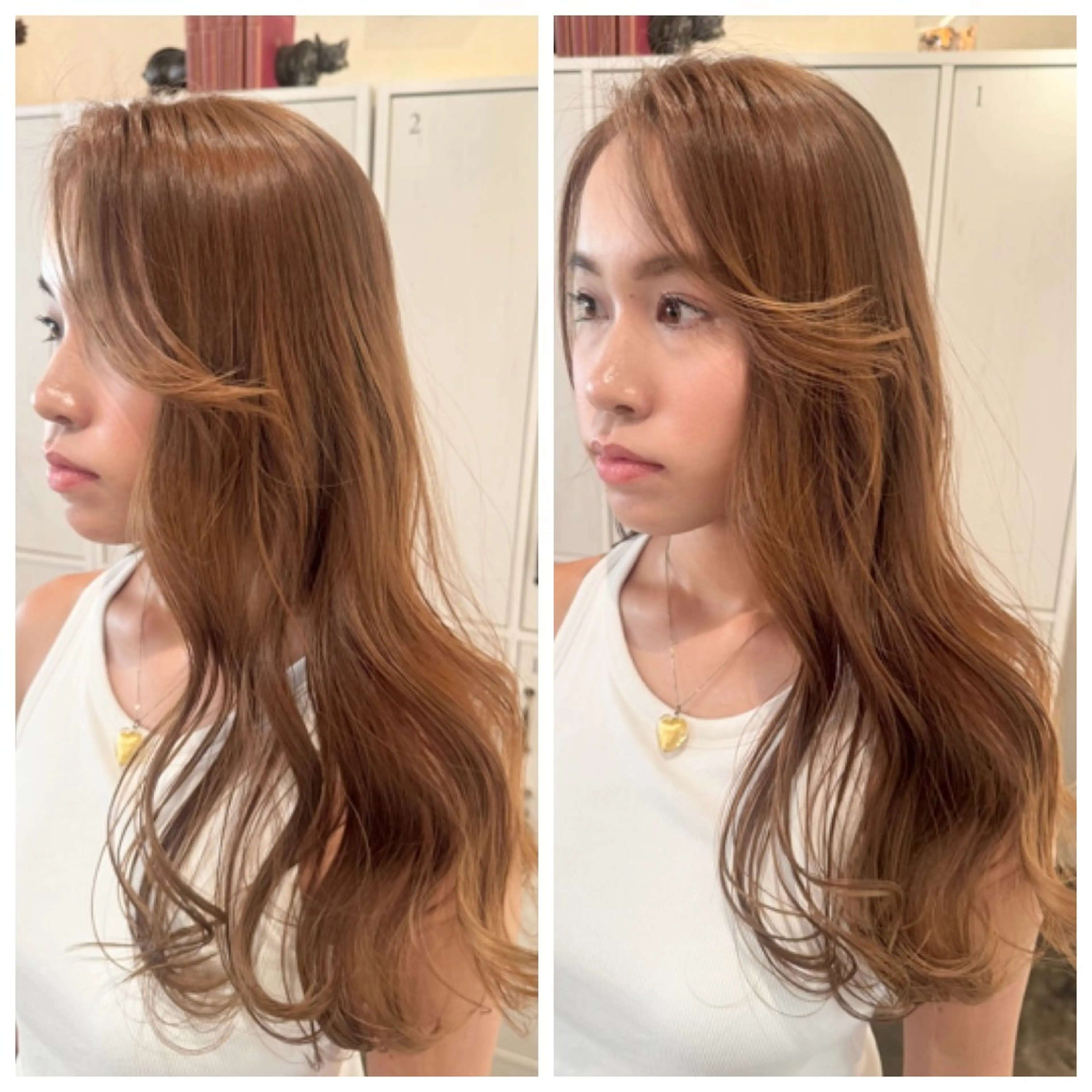 ブリーチなしダブルカラー/透明感カラー/赤みなしカラー/透ける暗髪/カット込み✂︎の写真