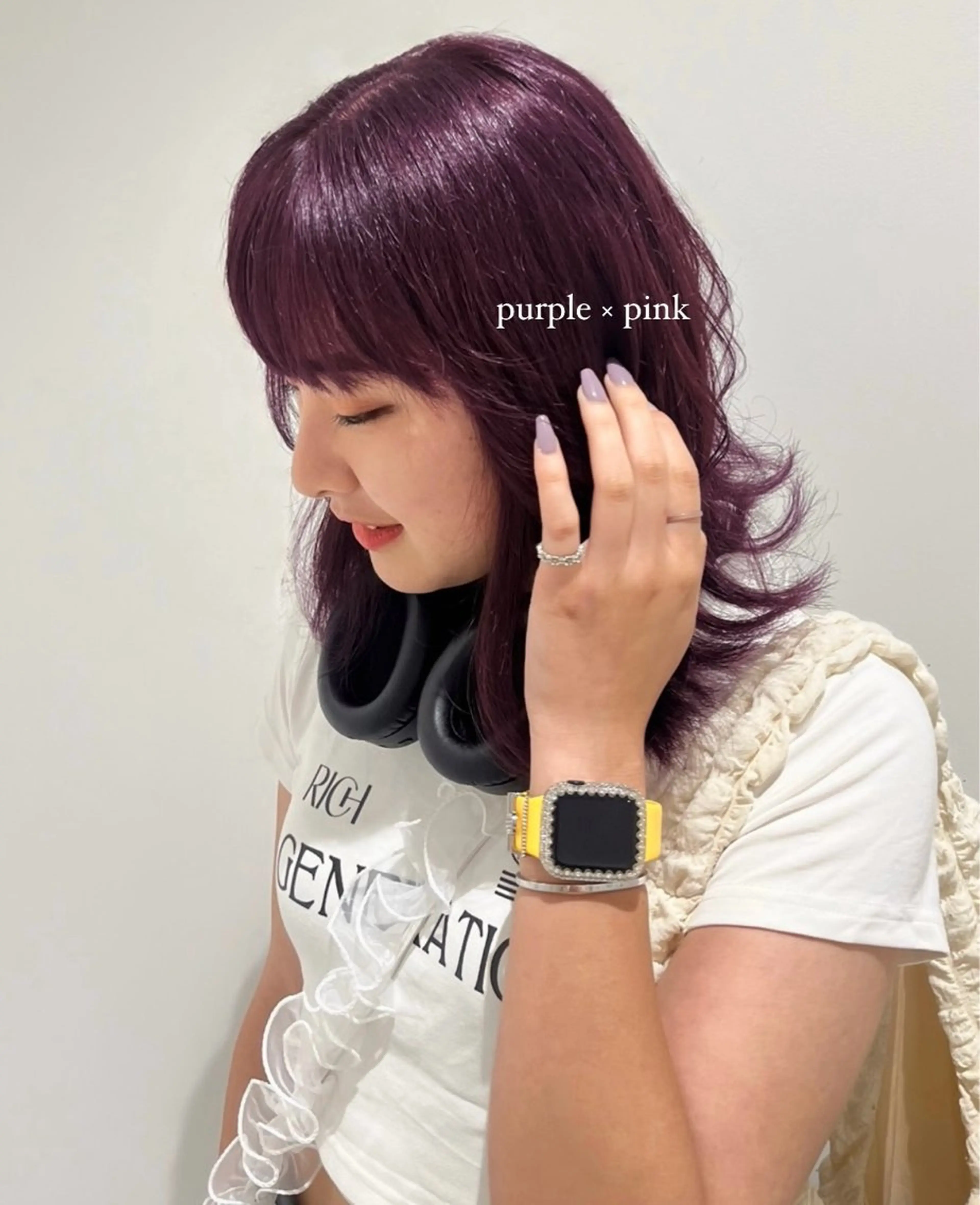 ミディアム カラー 💗暖色/ブリーチ/ レイヤー/横浜/メイのヘアスタイル