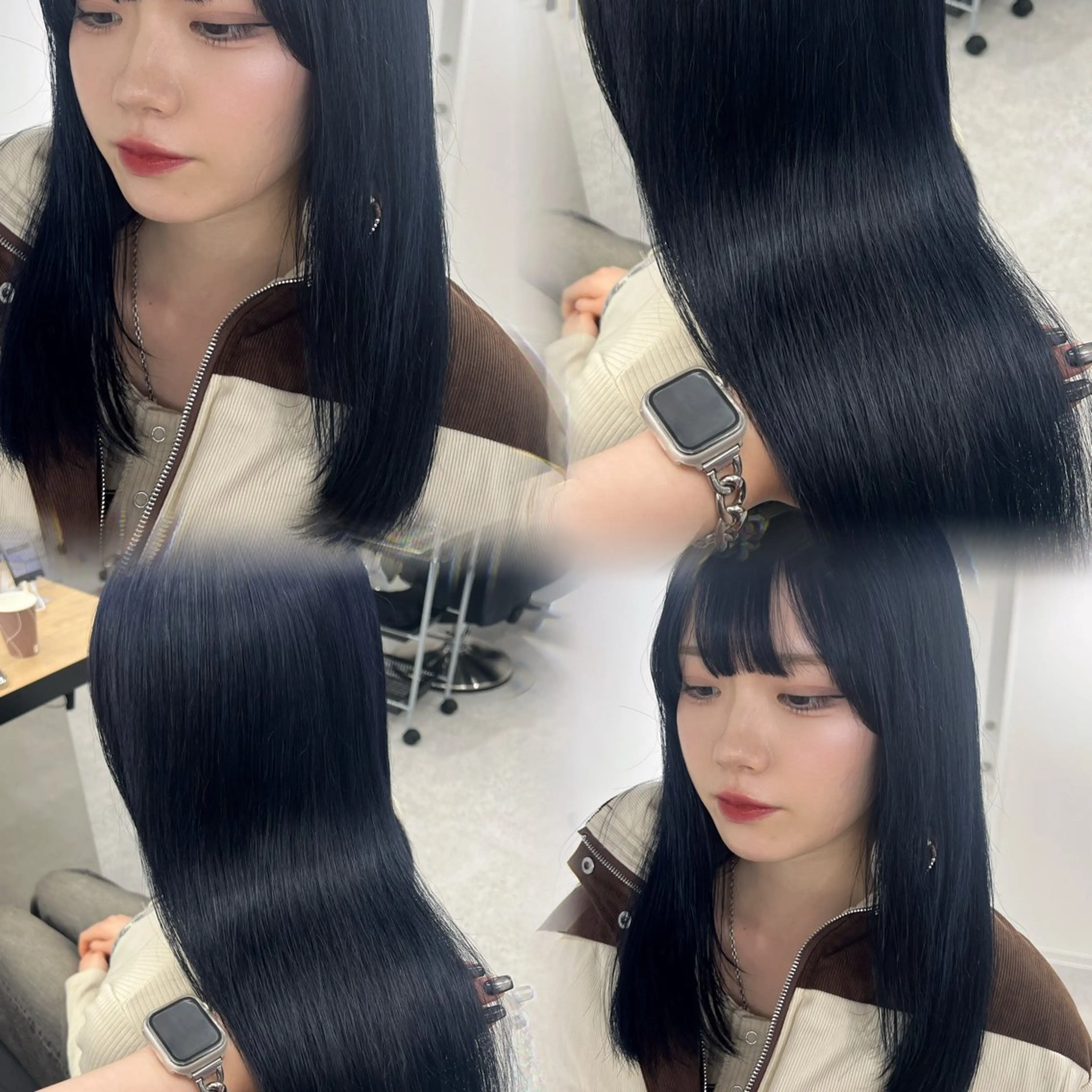 ロング カラー ヘアカラー 暗髪🩶ラベンダー/ ブルー/ユウナ🤍のヘアスタイル