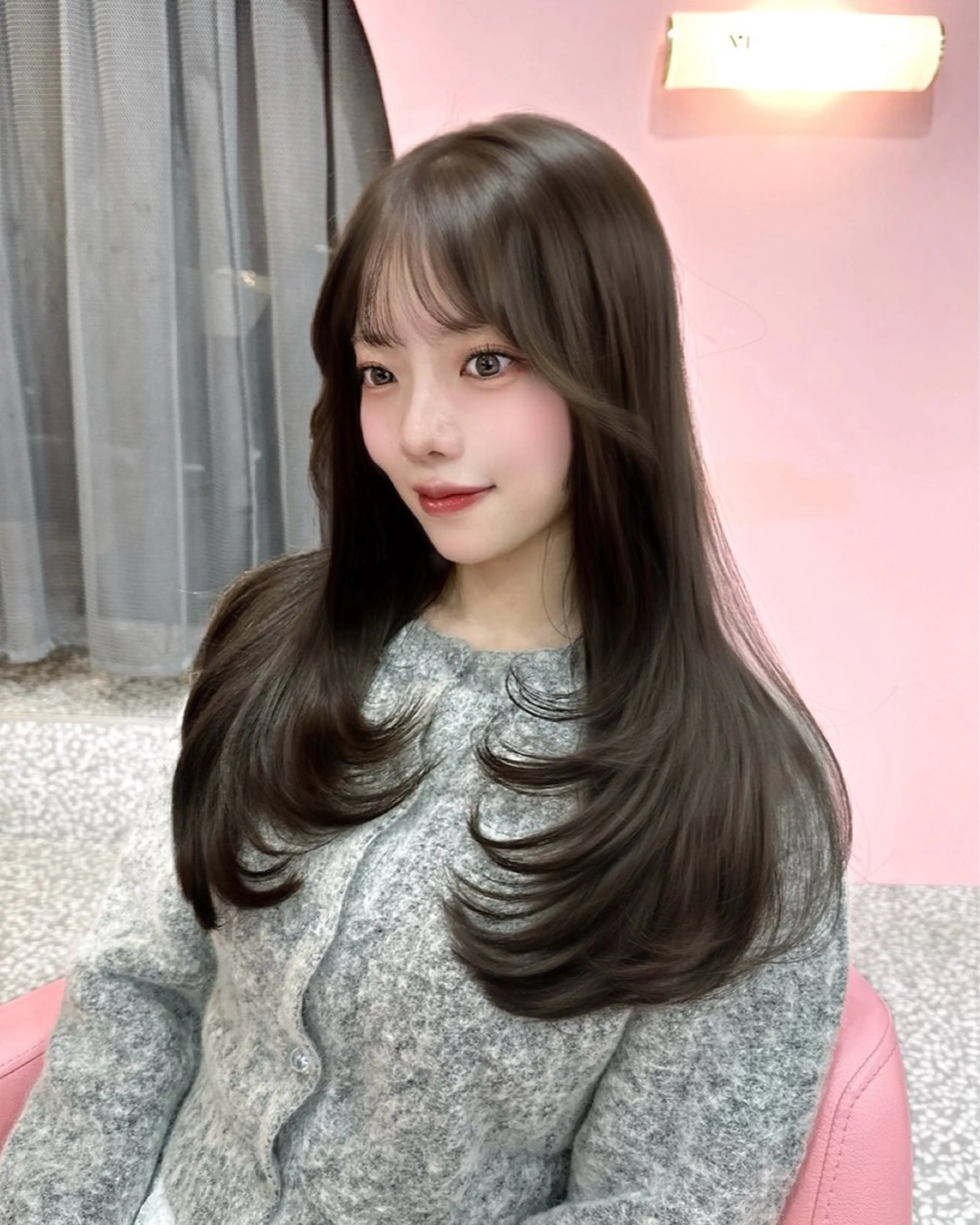 セミロング 顔周りカット 髪質改善 韓国風ヘア レイヤーカット トリートメント カット ヘアカラー 透明感カラー♡ 原宿美容室￤Rinaのヘアスタイル