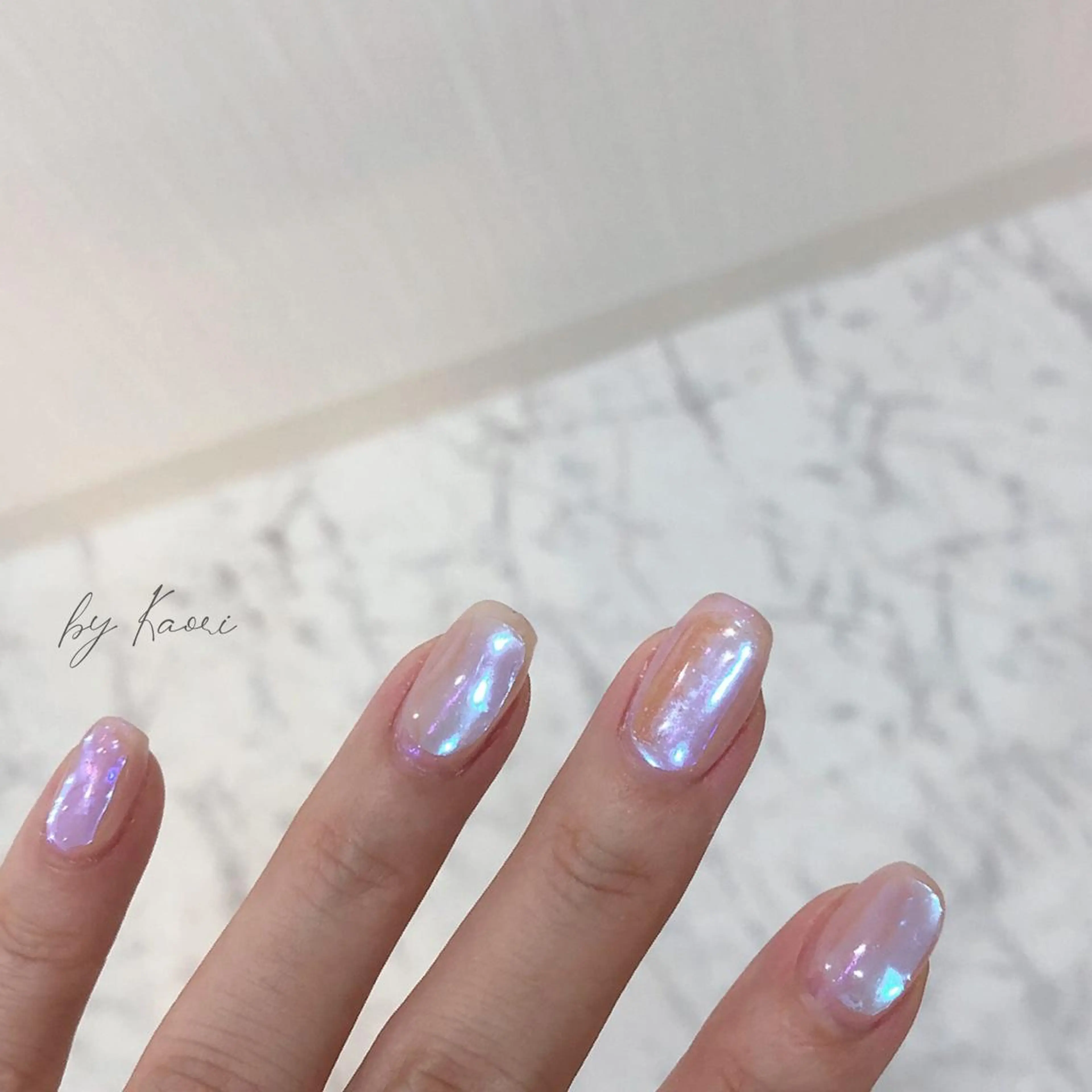 ネイル オーロラネイル ブラウン カジュアル フットネイル フレンチネイル ハンドネイル フットネイル _Defi_ by Kaoriのネイルデザイン