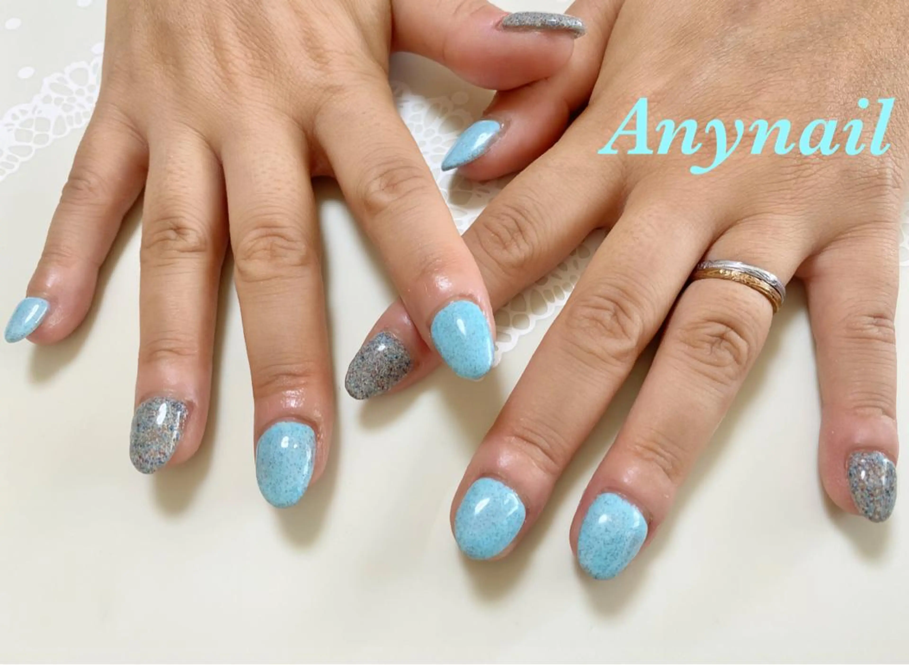 ネイル ブルー ジェルネイル 水色 ワンカラーネイル スカルプネイル ハンドネイル 岩澤 恵子のネイルデザイン