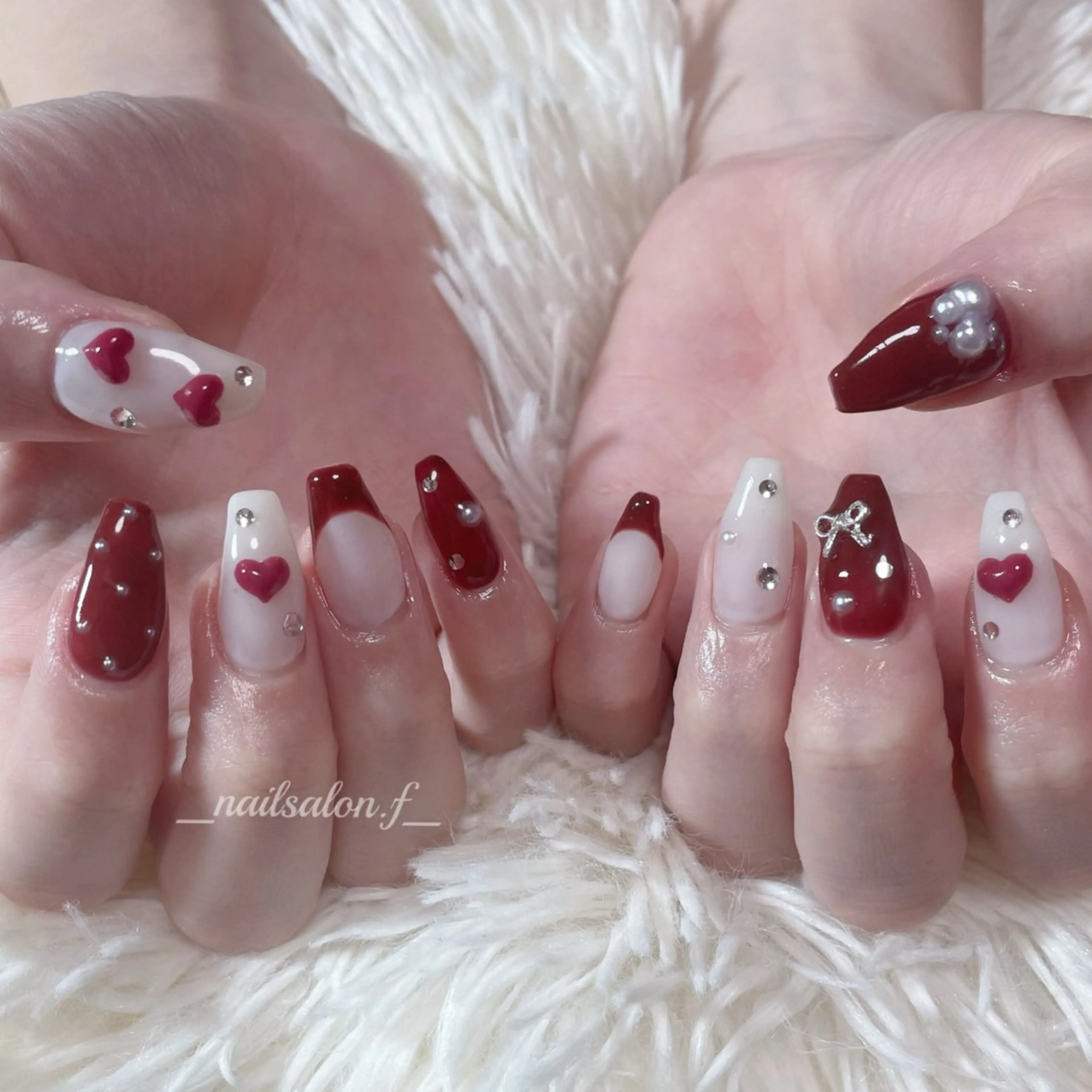 ネイル バレンタイン ハンドネイル Nailsalon Fのネイルデザイン