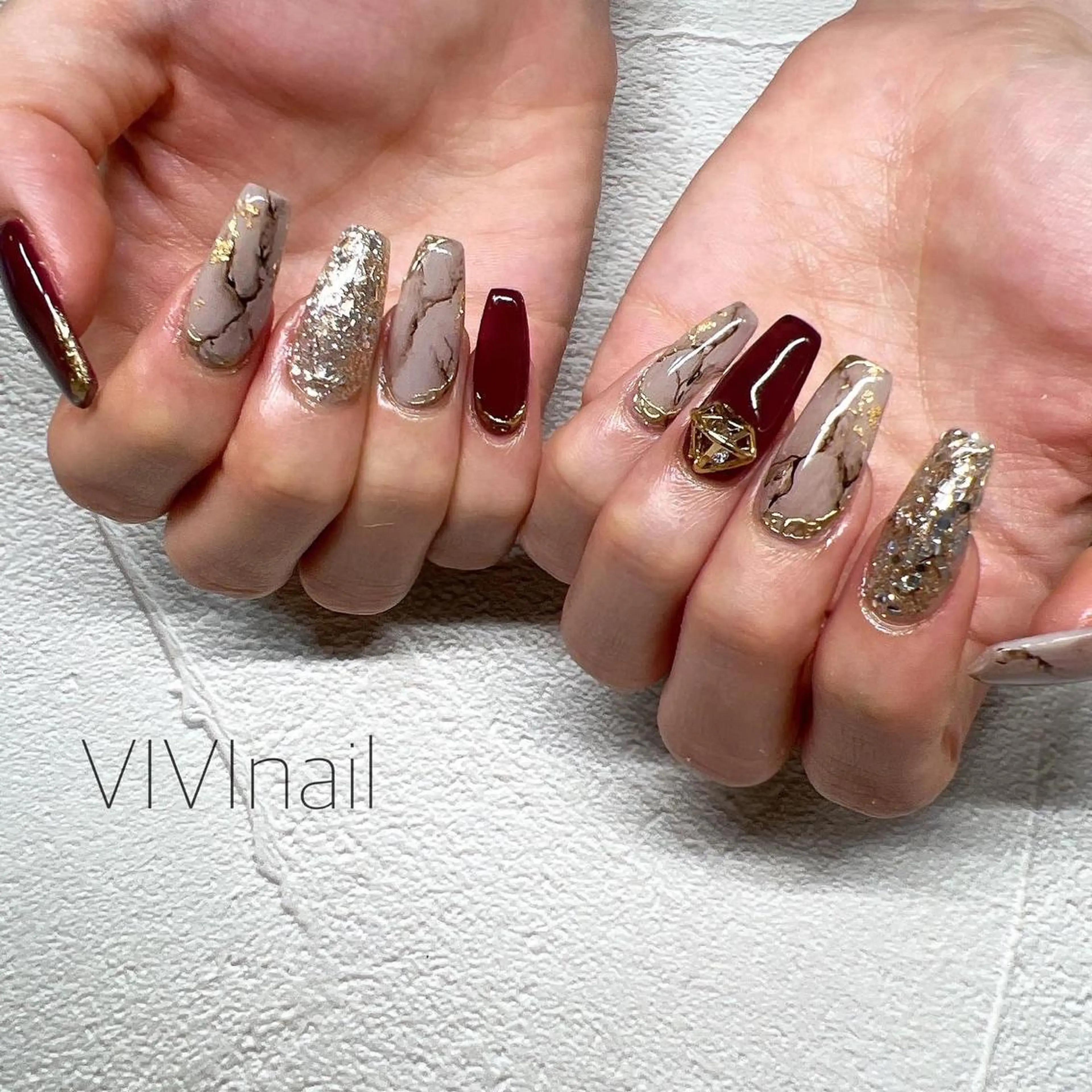 ネイル 大理石ネイル(マーブル) ハンドネイル vivi nailのネイルデザイン