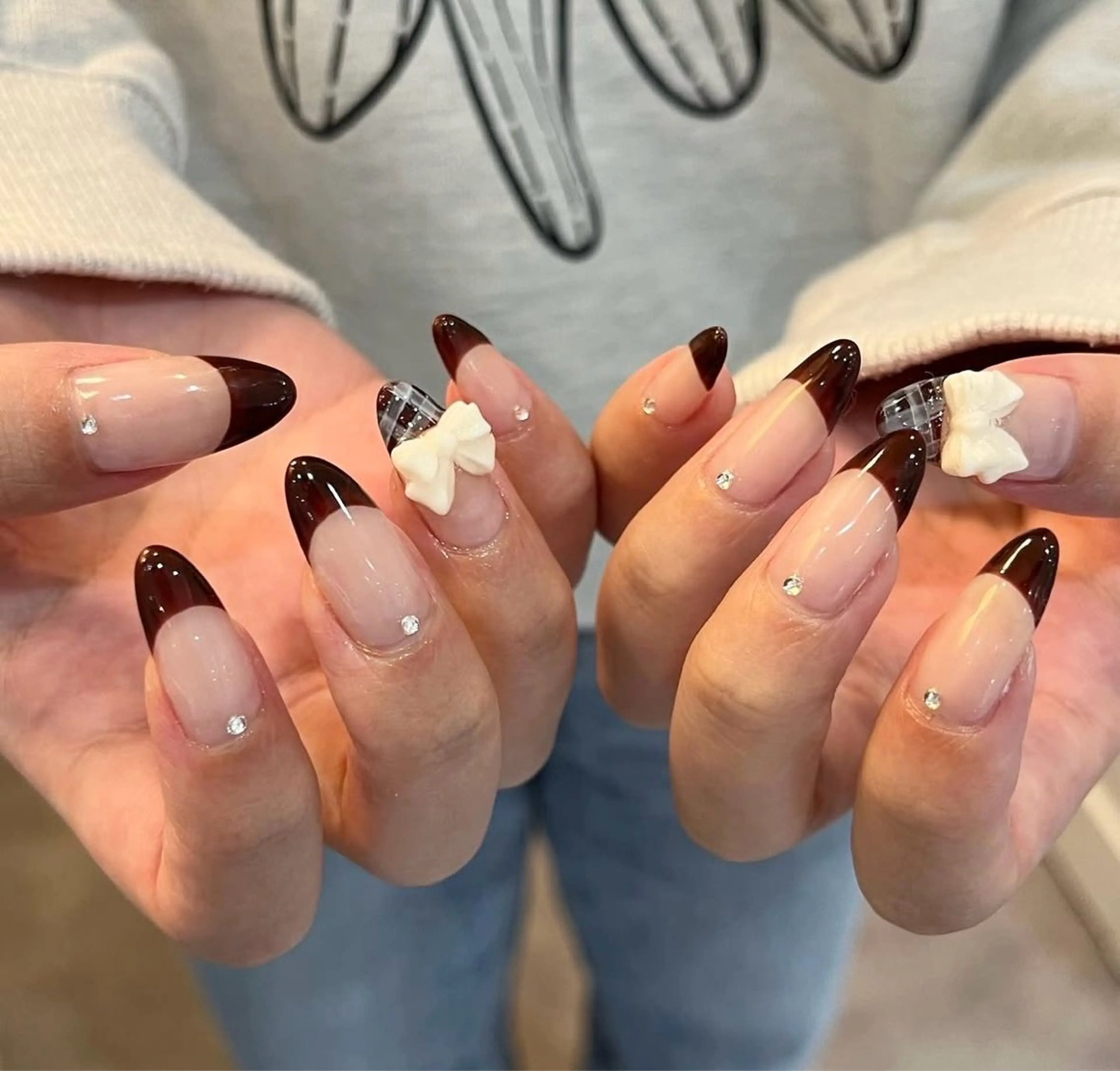 ネイル アートネイル フレンチネイル リボン LUCY NAIL&EYE所属・LUCY 心斎橋店/ Riko🎀のネイルデザイン