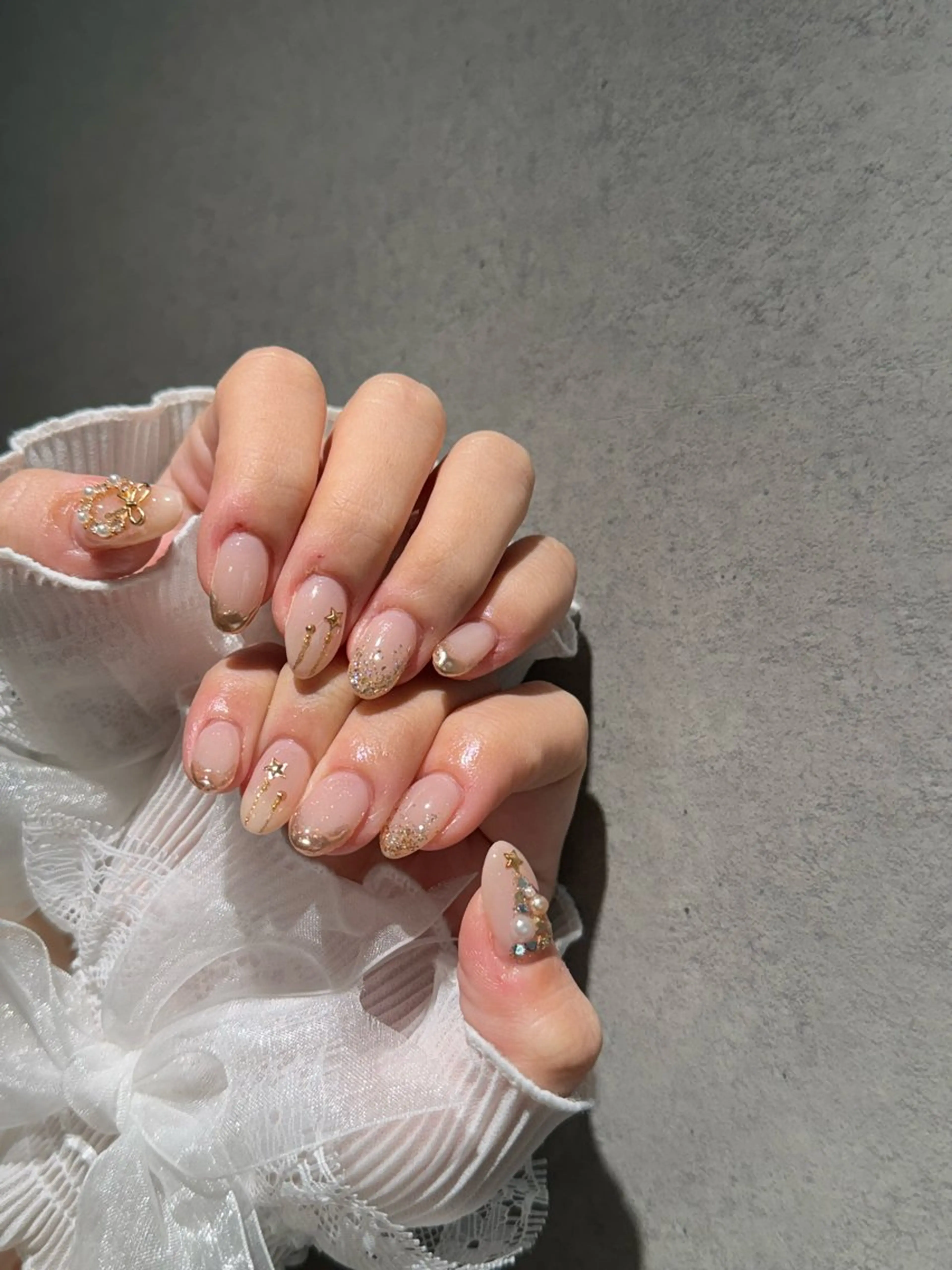 ネイル I-nailロング /ワンホン/キラキラのネイルデザイン