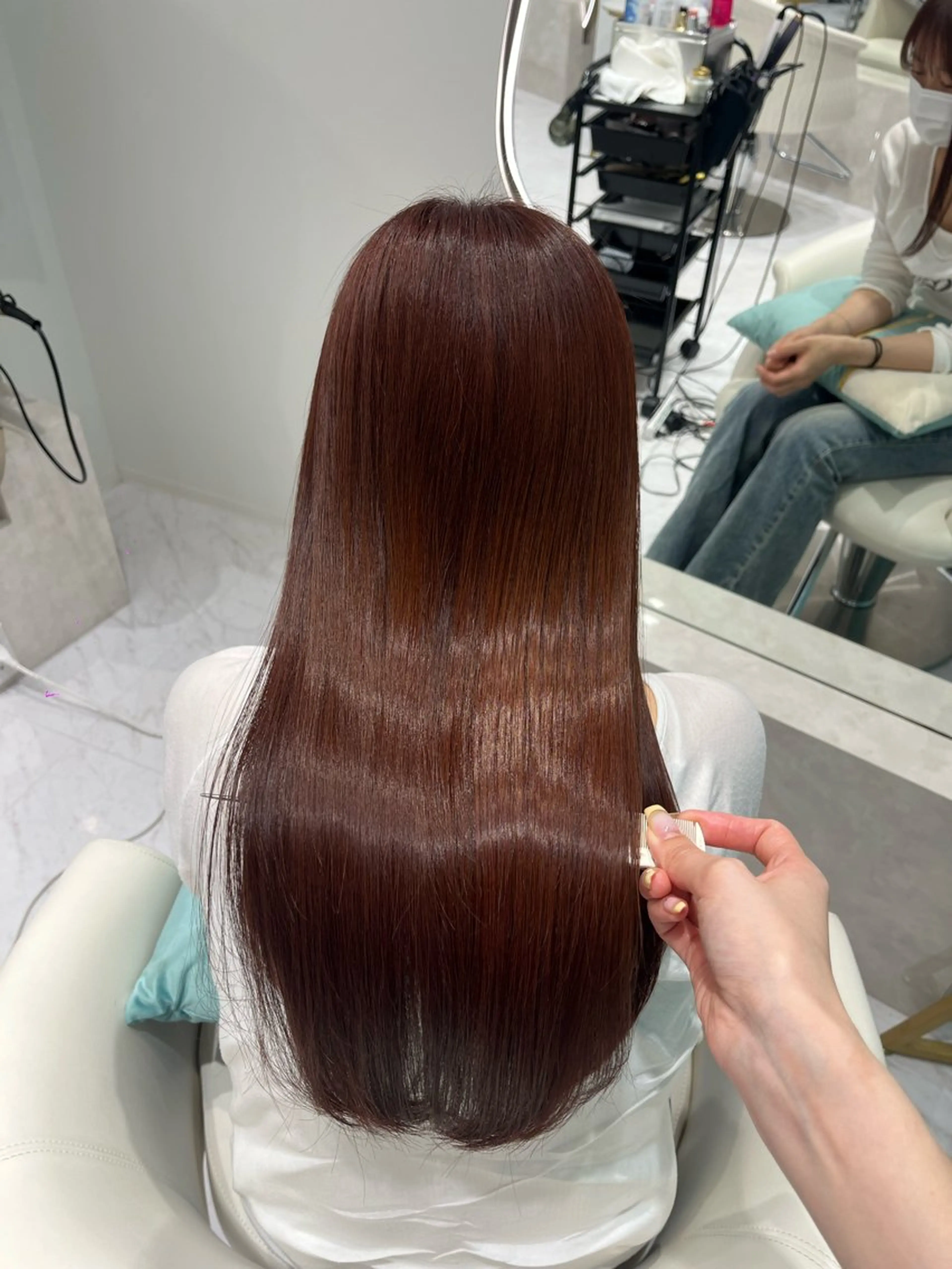 ロング カラー ブリーチ ブリーチなしカラー レッドカラー 髪質改善 トリートメント カット ヘアカラー トリートメント 名古屋/透明感カラー /韓国ヘア/高木梨帆のヘアスタイル