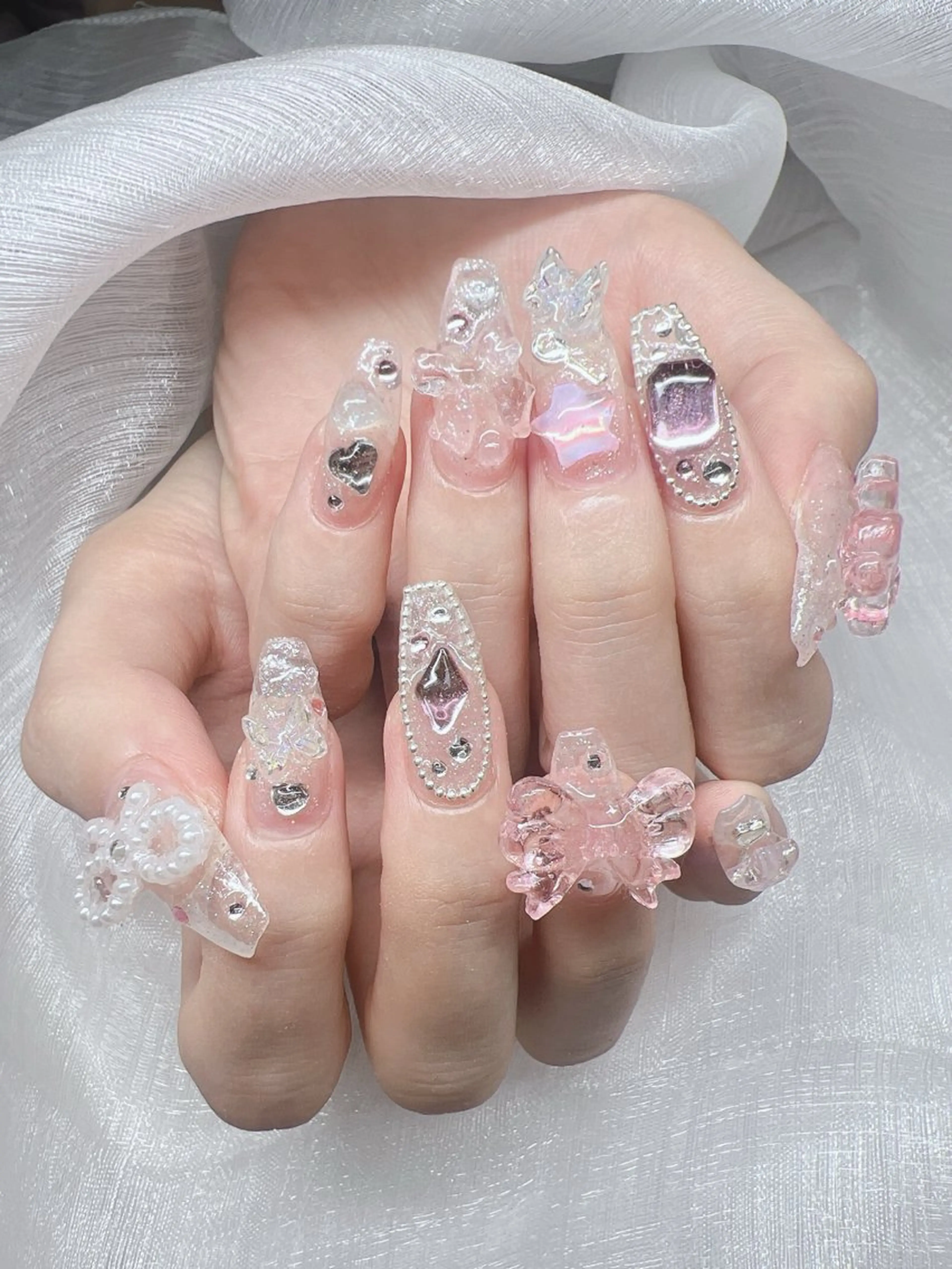 ネイル 長さ出し グラデーション キラキラネイル マグネットネイル ニュアンスネイル Lee Nails チップ長さだし専門店のネイルデザイン