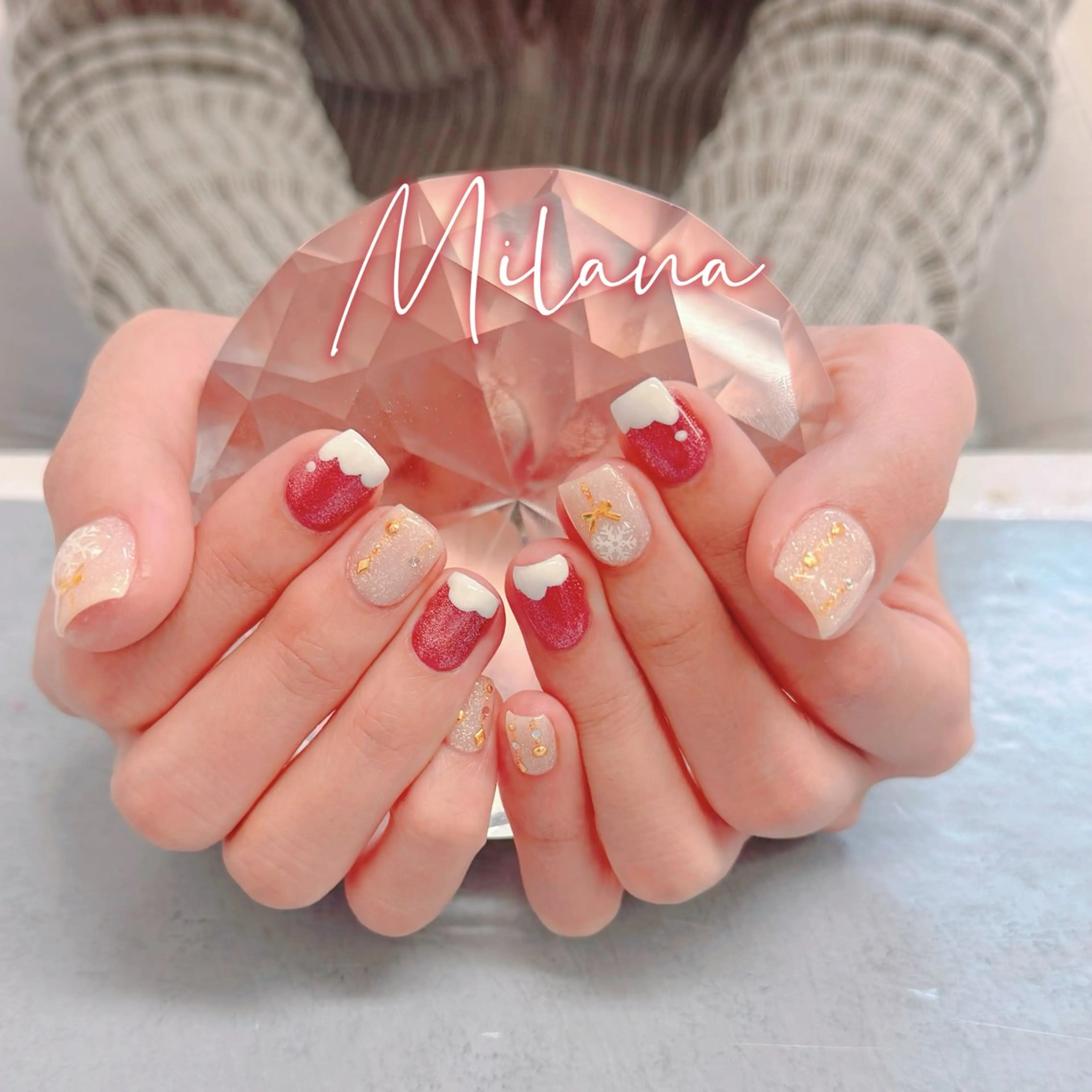 ネイル 冬ネイル クリスマス ハンドネイル Milana 山元のネイルデザイン