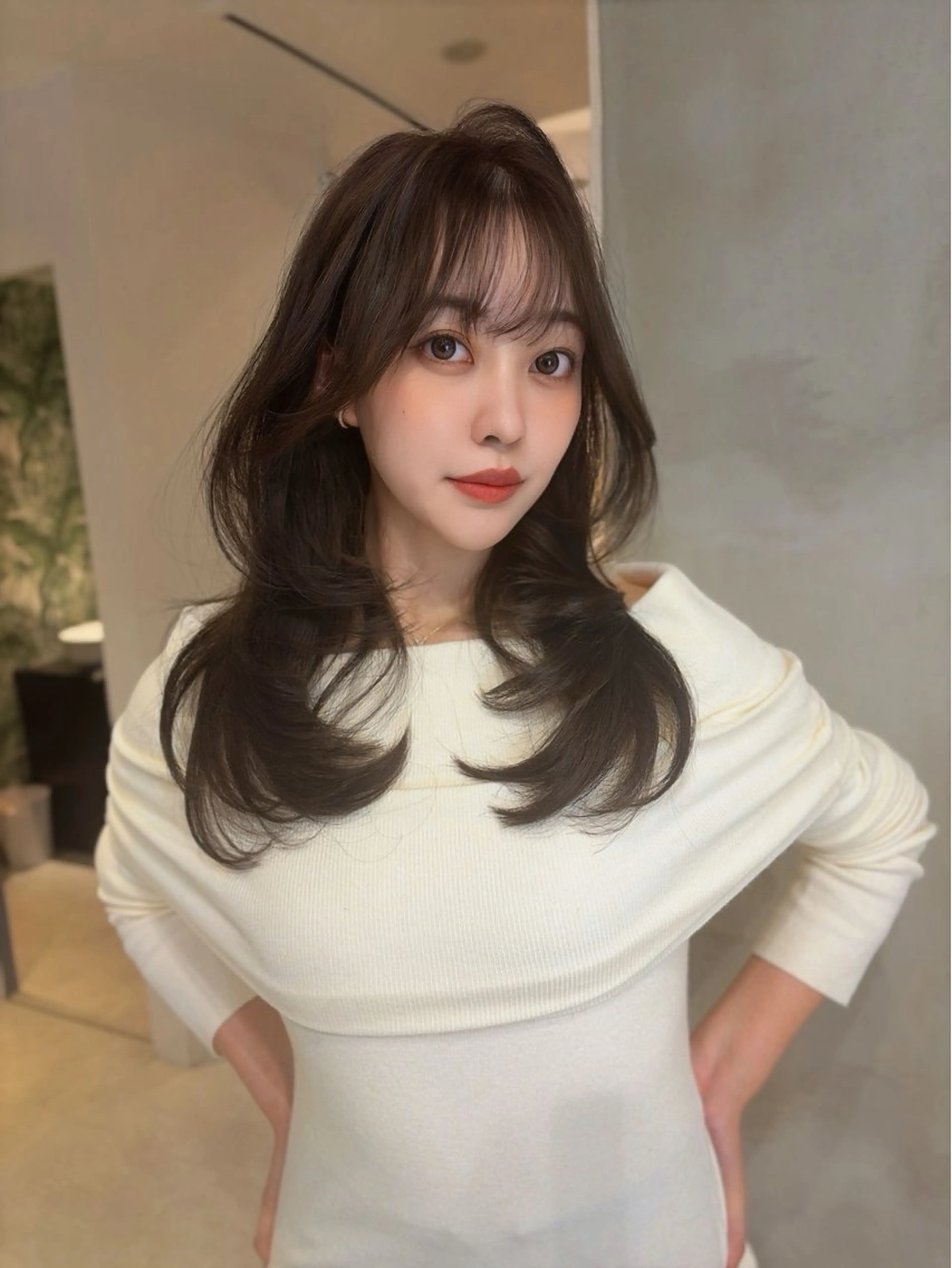 ロング カット ヘアカラー トリートメント 海野翔吾🇨🇳 ワンホンレイヤーのヘアスタイル