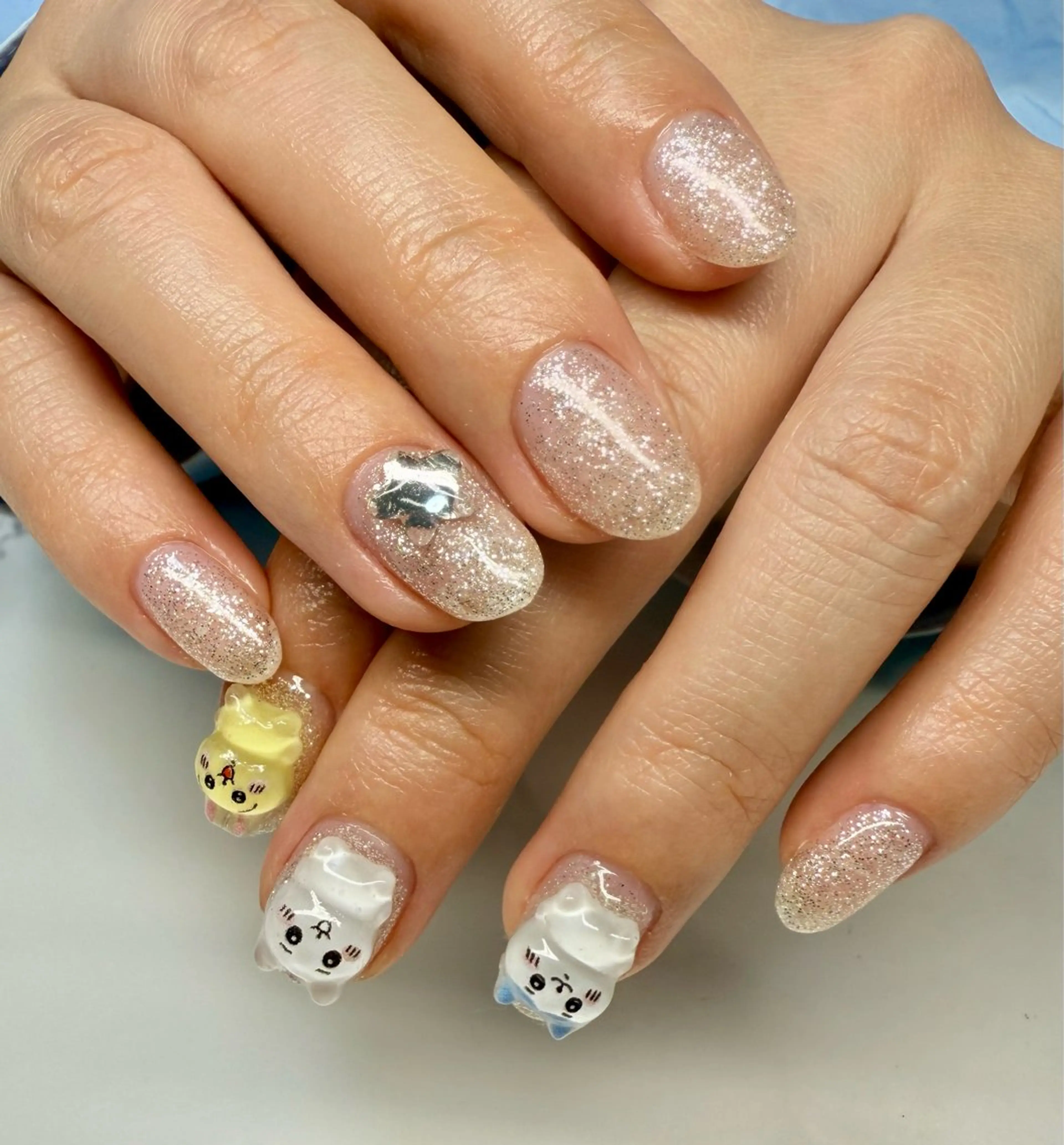 ネイル アートネイル チークネイル フレンチネイル 氷ネイル・うるうるネイル キラキラネイル M.N_ nailのネイルデザイン