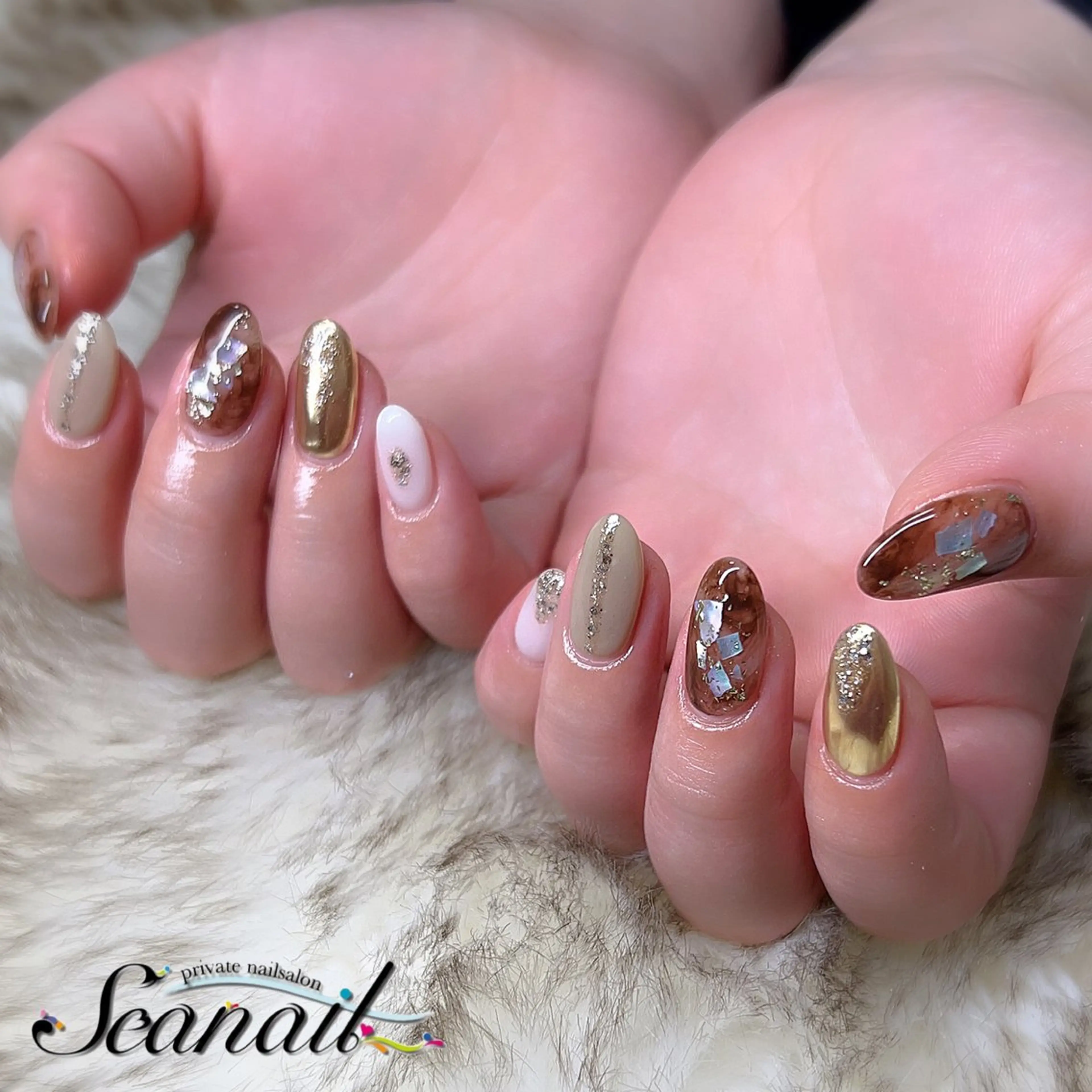 ネイル べっ甲ネイル ジェルネイル 持ち込み スカルプネイル 小尾 栞のネイルデザイン