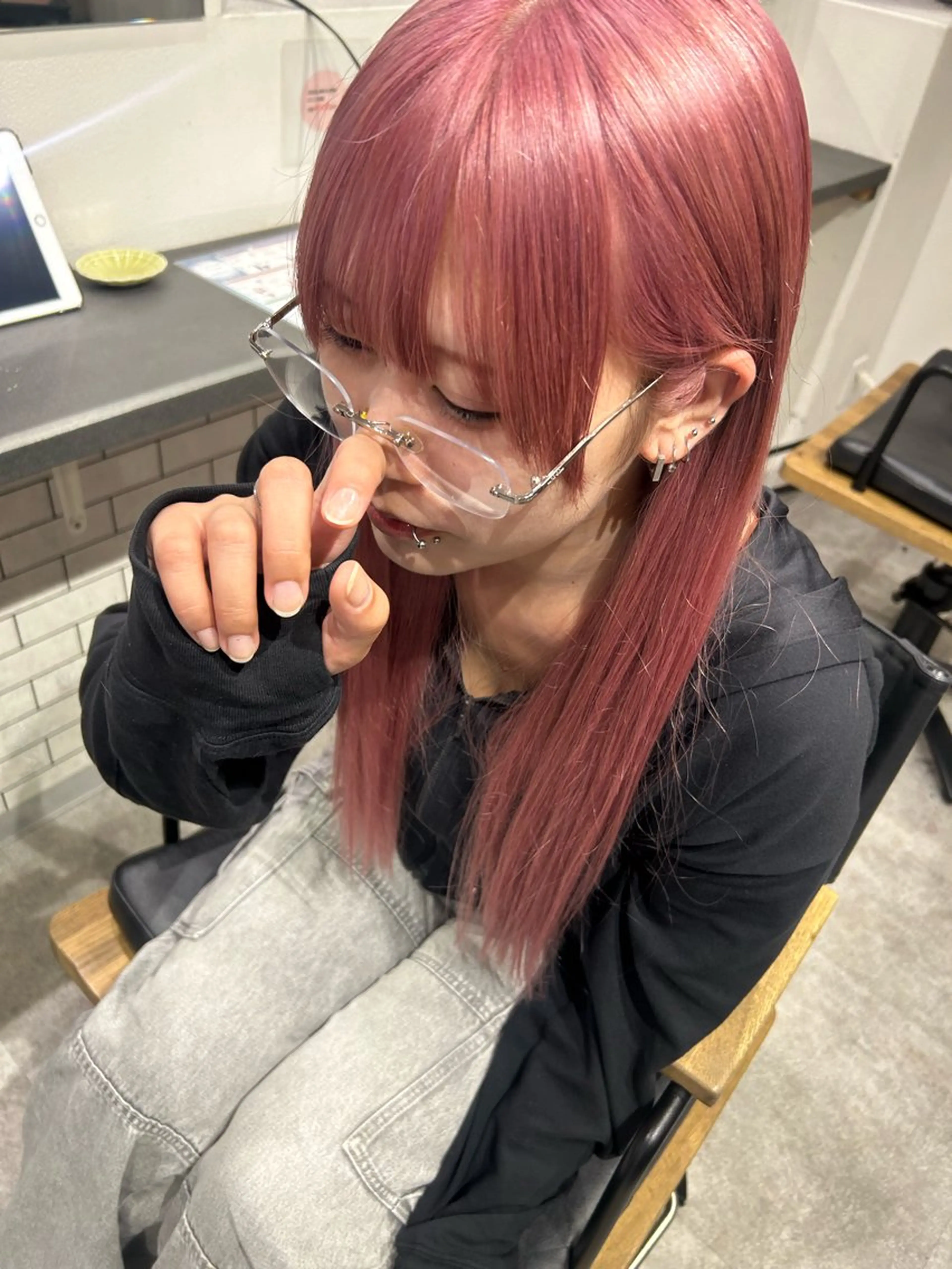 ロング カラー ピンクカラー 京都美容師 塩のヘアスタイル