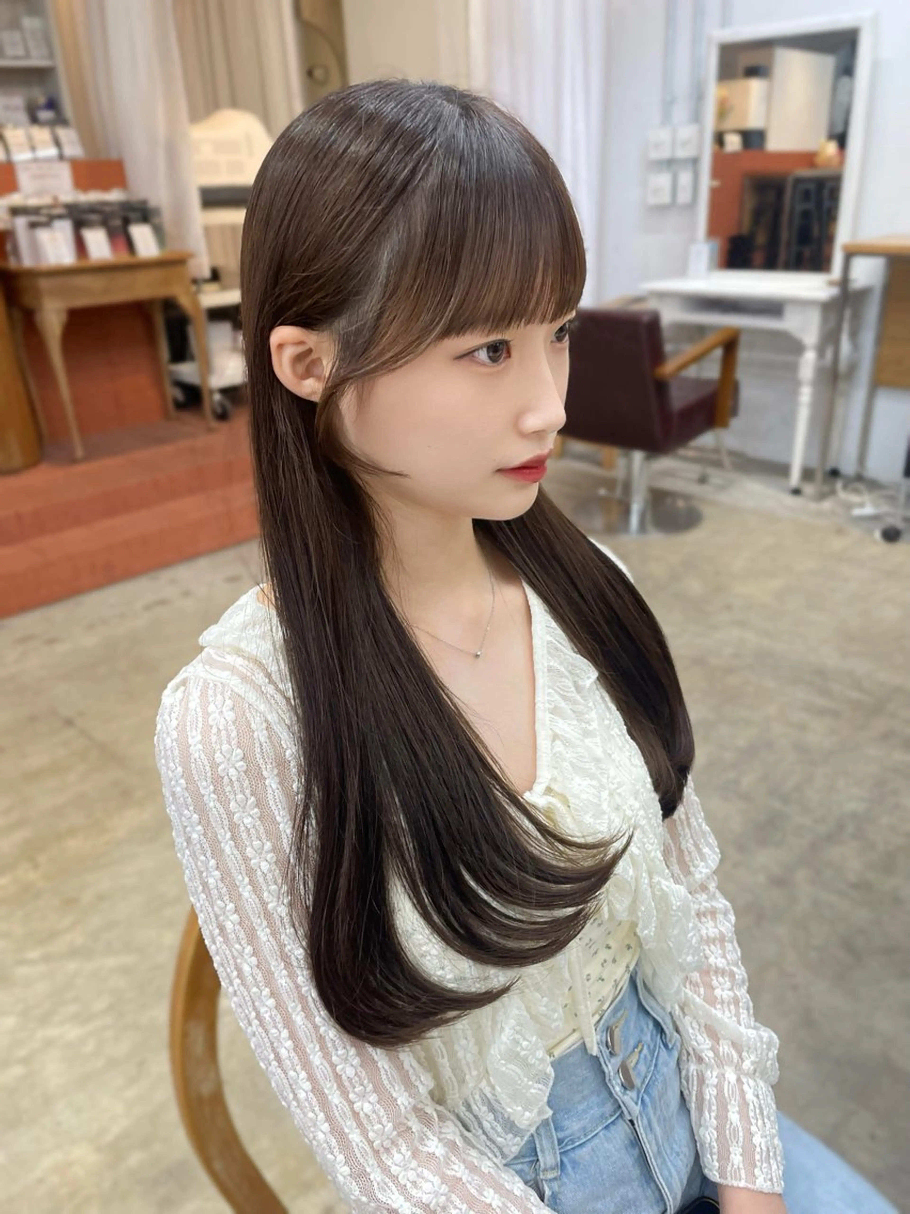 ロング レイヤーカット/ 縮毛矯正/ミサキ💐のヘアスタイル