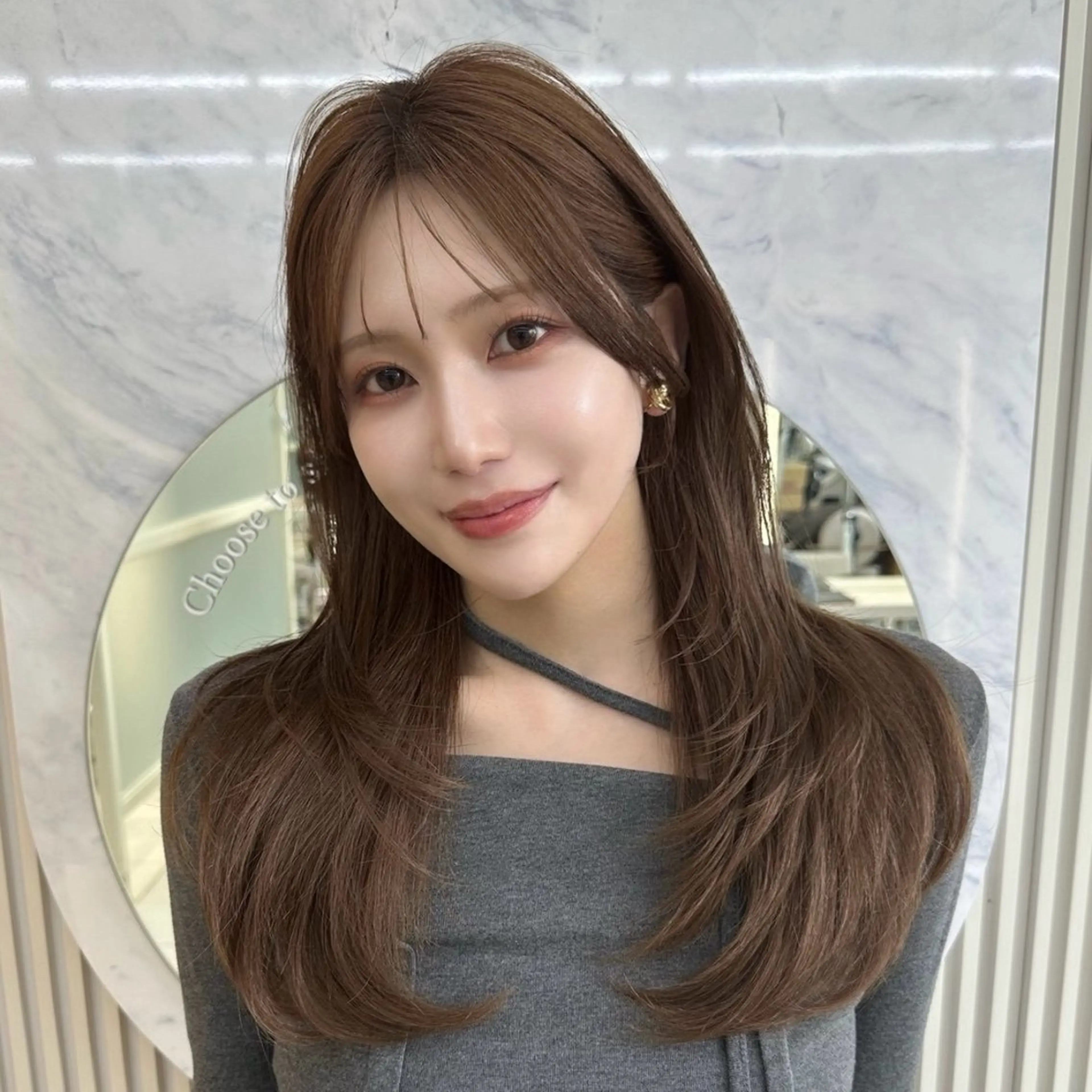 ロング カラー レイヤーカット 韓国くびれヘア 顔まわり新宿/さやかのヘアスタイル