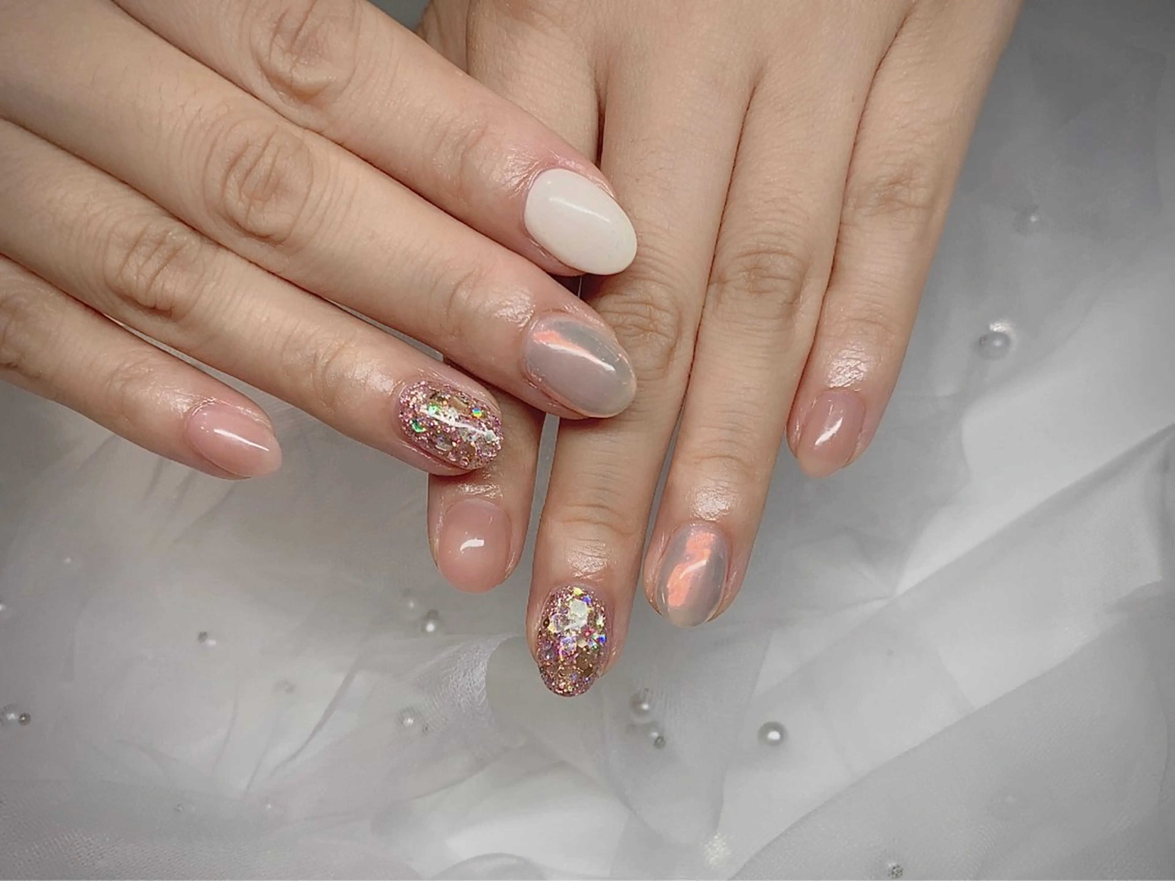 ネイル I-nailロング /ワンホン/キラキラのネイルデザイン