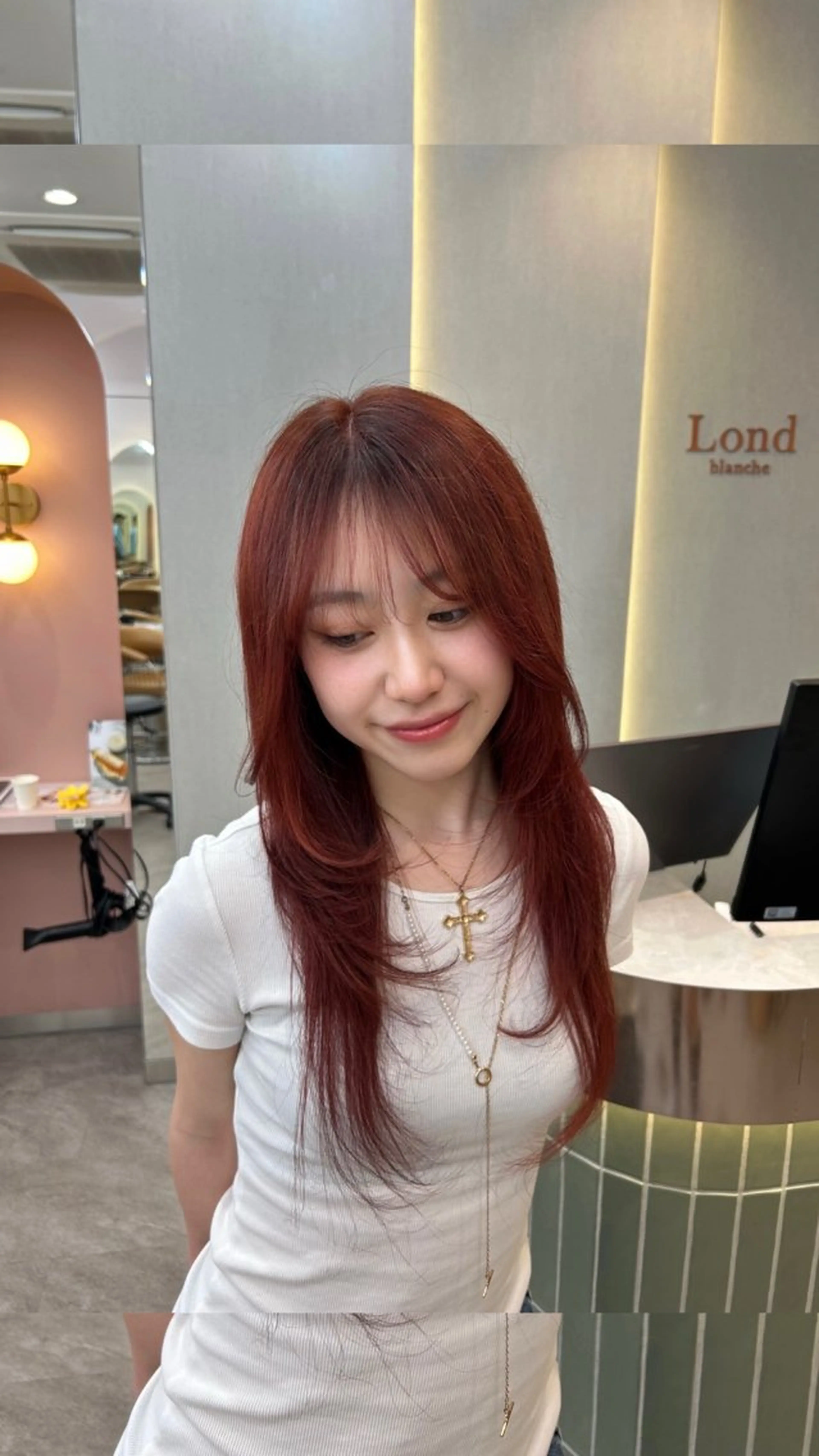 セミロング 艶カラー/艶髪矯正/ レイヤー/ひなき🎀のヘアスタイル