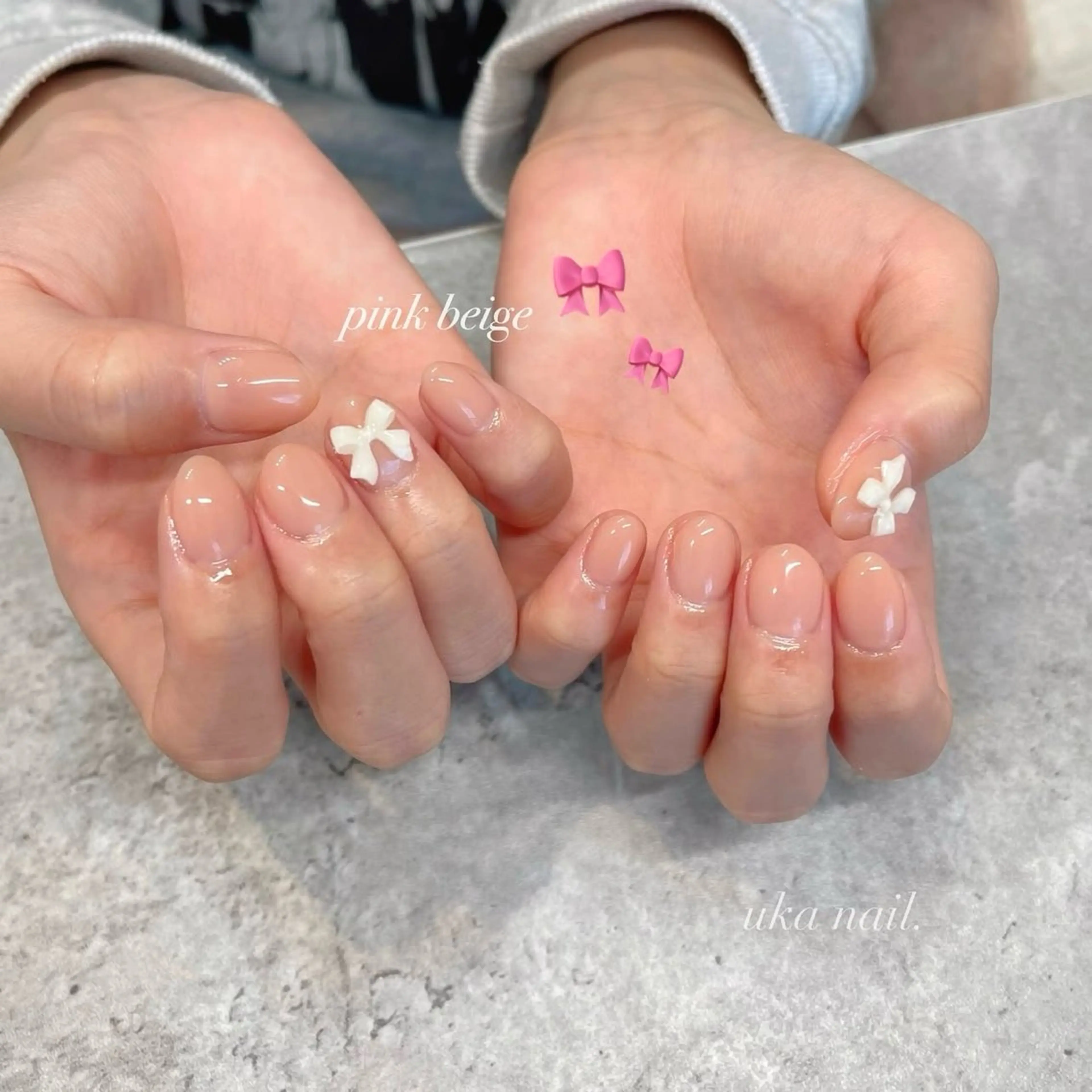 ネイル ワンカラーネイル リボン ハンドネイル uka nailのネイルデザイン