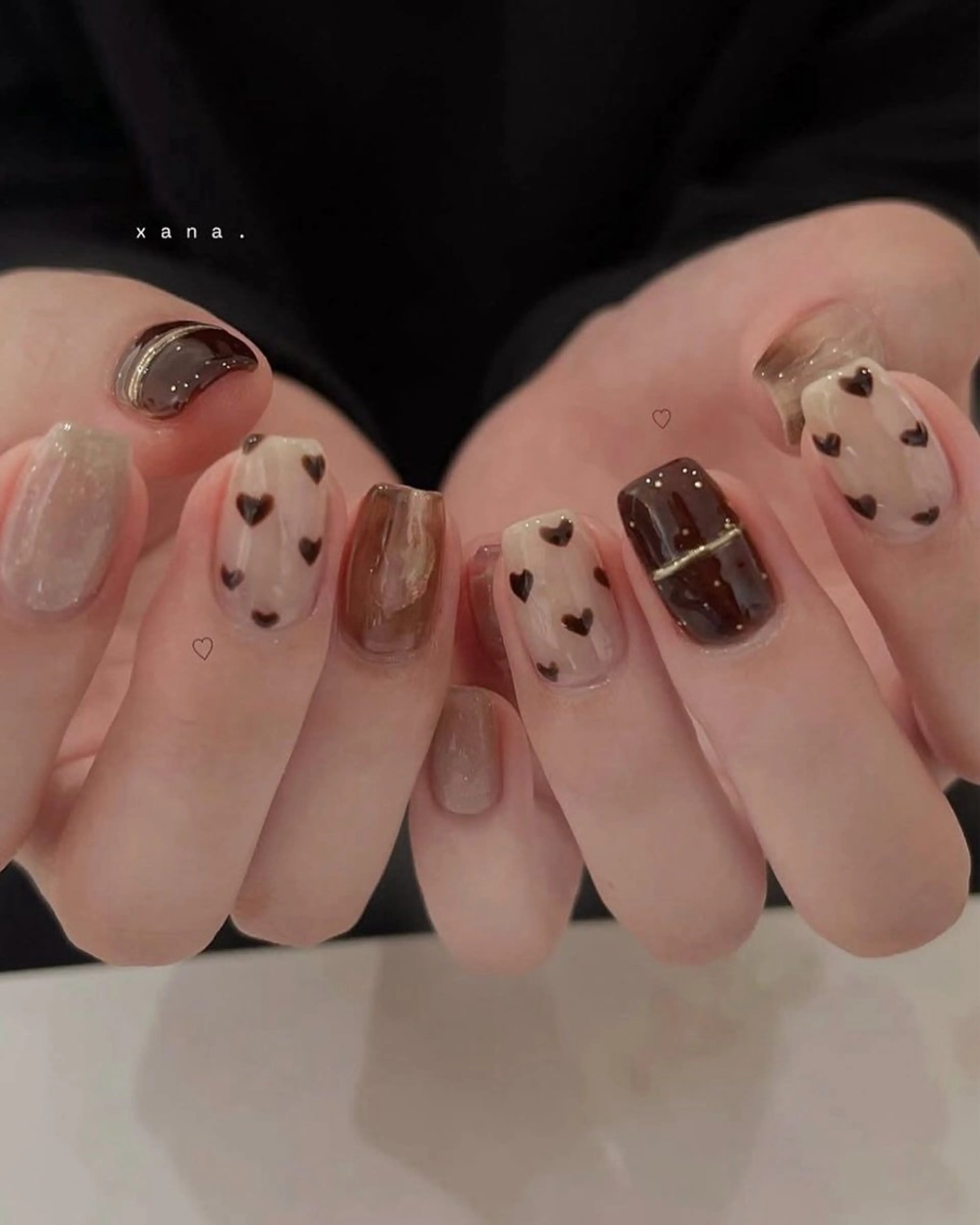 ネイル ハート 持ち込み バレンタイン RINN ANA.CHUOのネイルデザイン