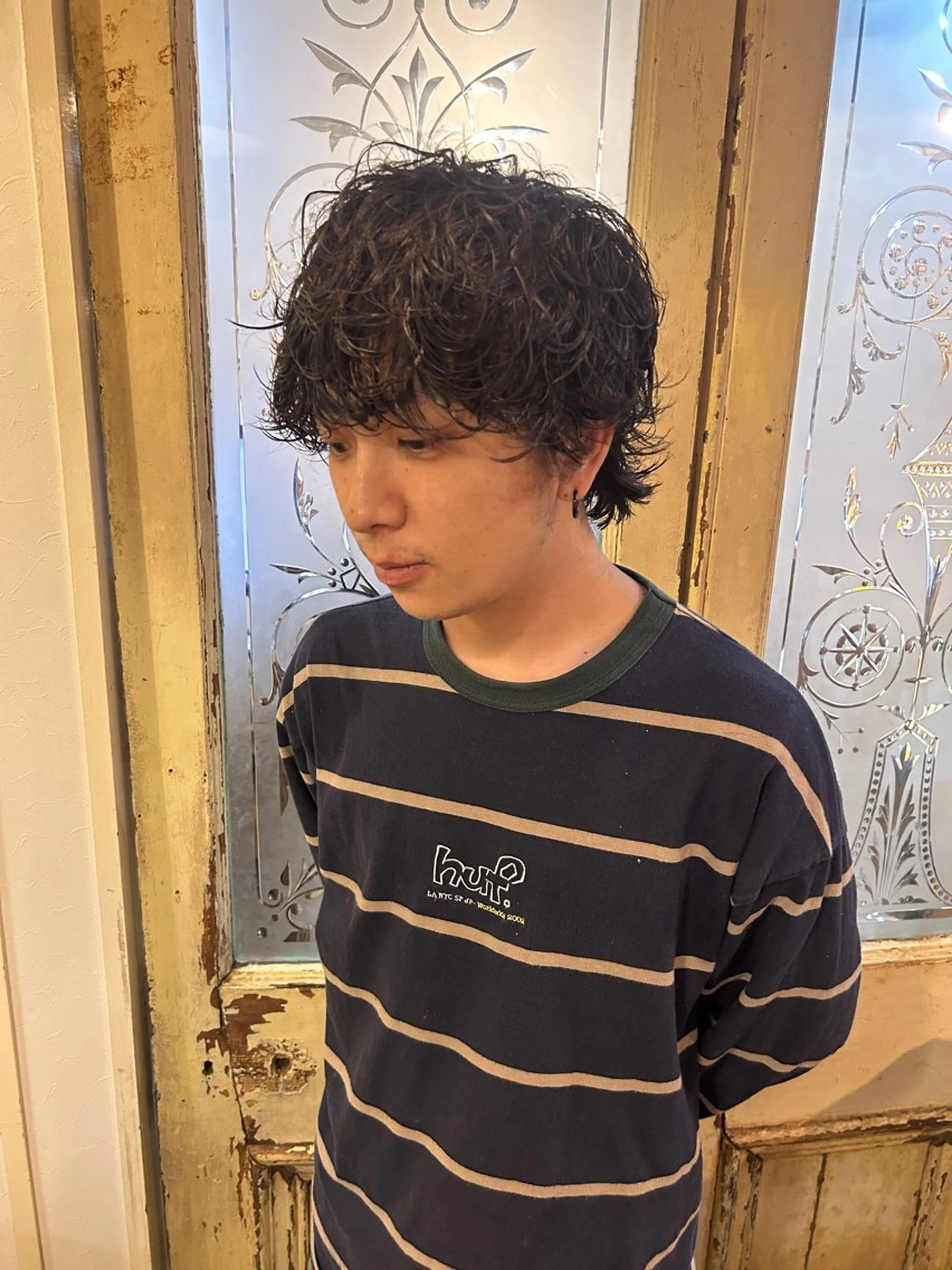 ショート パーマ メンズ メンズパーマ カット パーマ 清水千優/パーマ/透 明感カラー/メンズのヘアスタイル