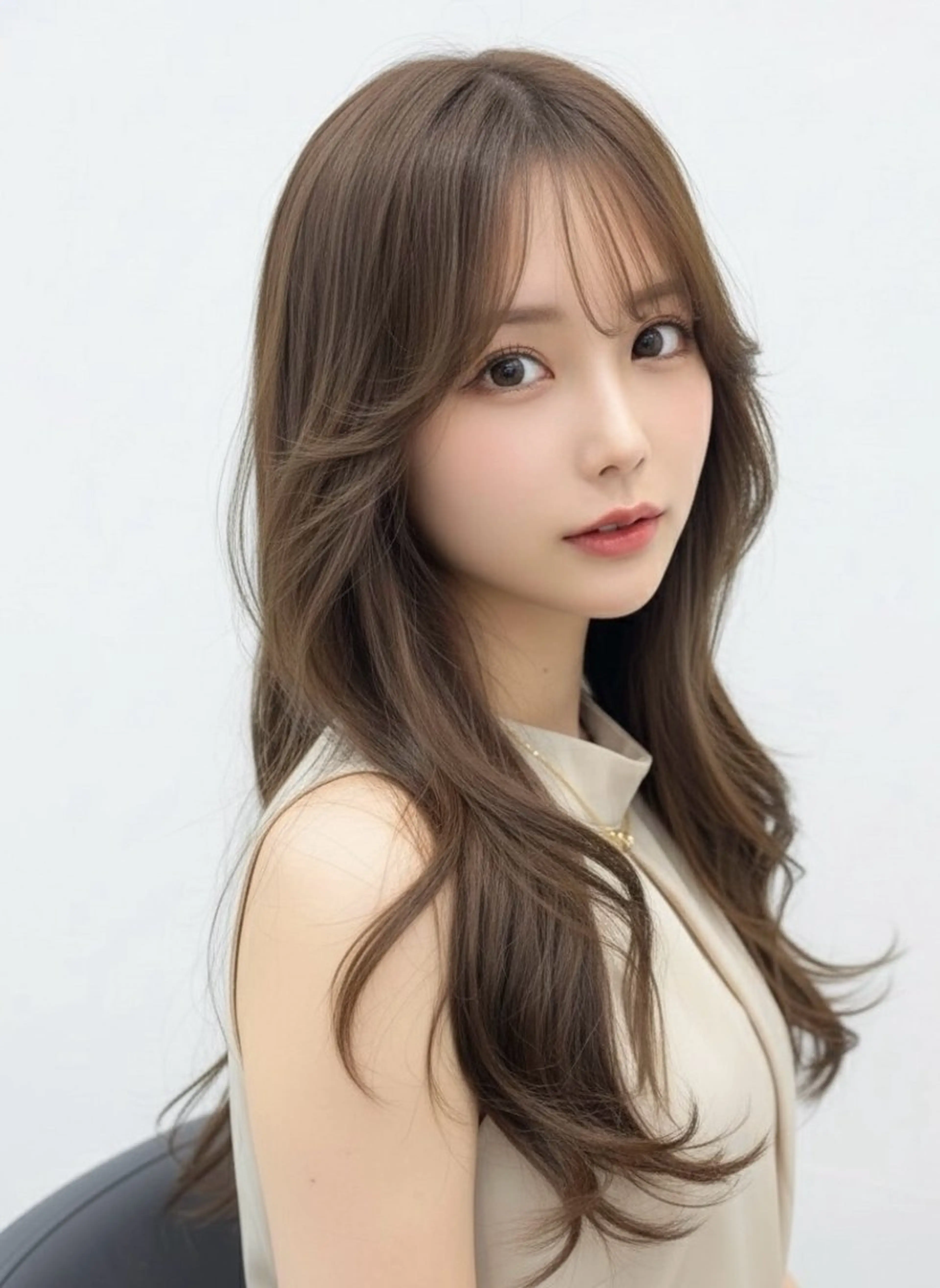 ロング カラー ベージュカラー ブリーチ ケアカラー 透明感カラー グレージュ 赤み消し韓国ヘア レイヤー縮毛🤍渡邉のヘアスタイル