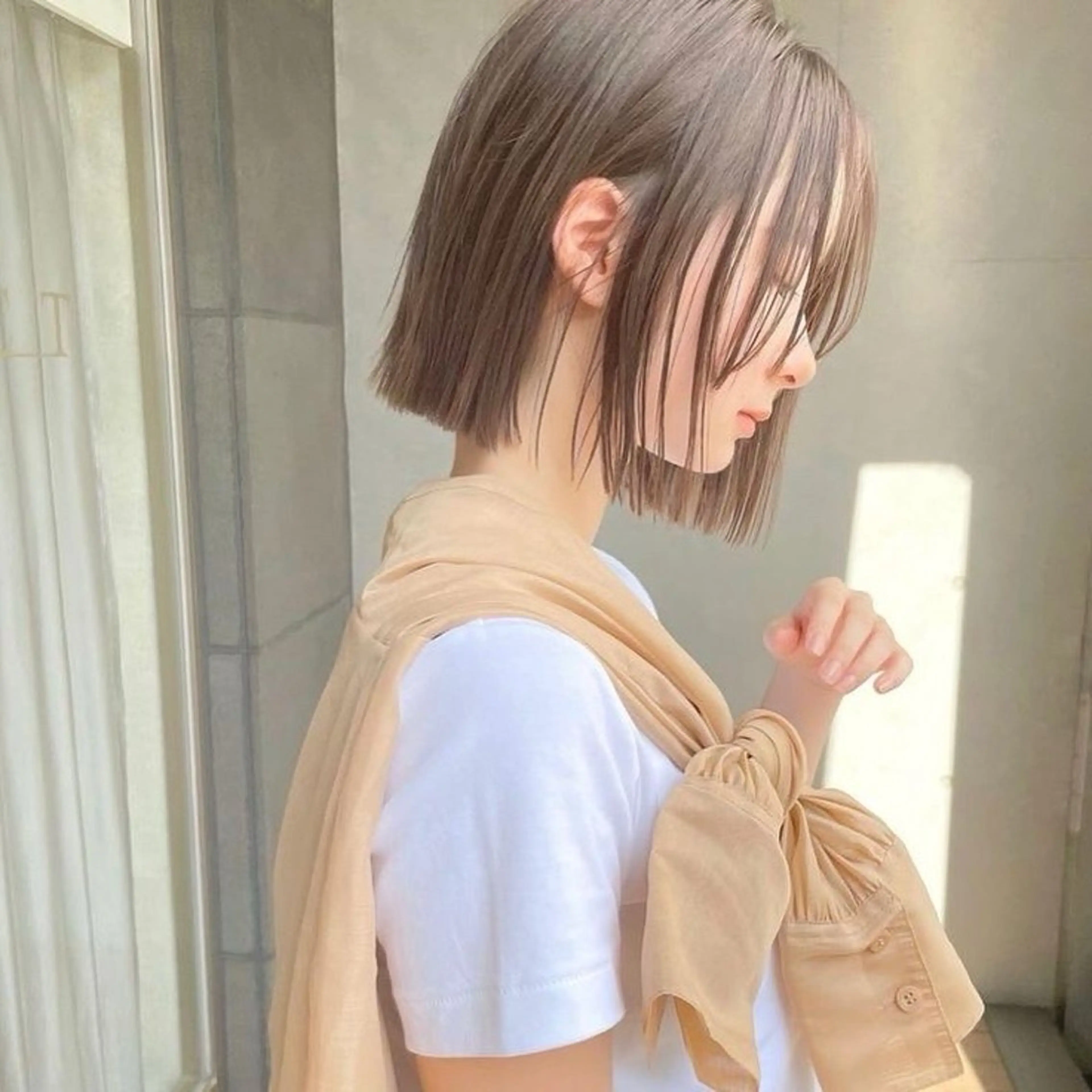 ミディアム 切りっぱなしボブ ボブ ヘアカラー トリートメント SOYON豊田市駅店所属・髪質改善/ 上村旺武のヘアスタイル