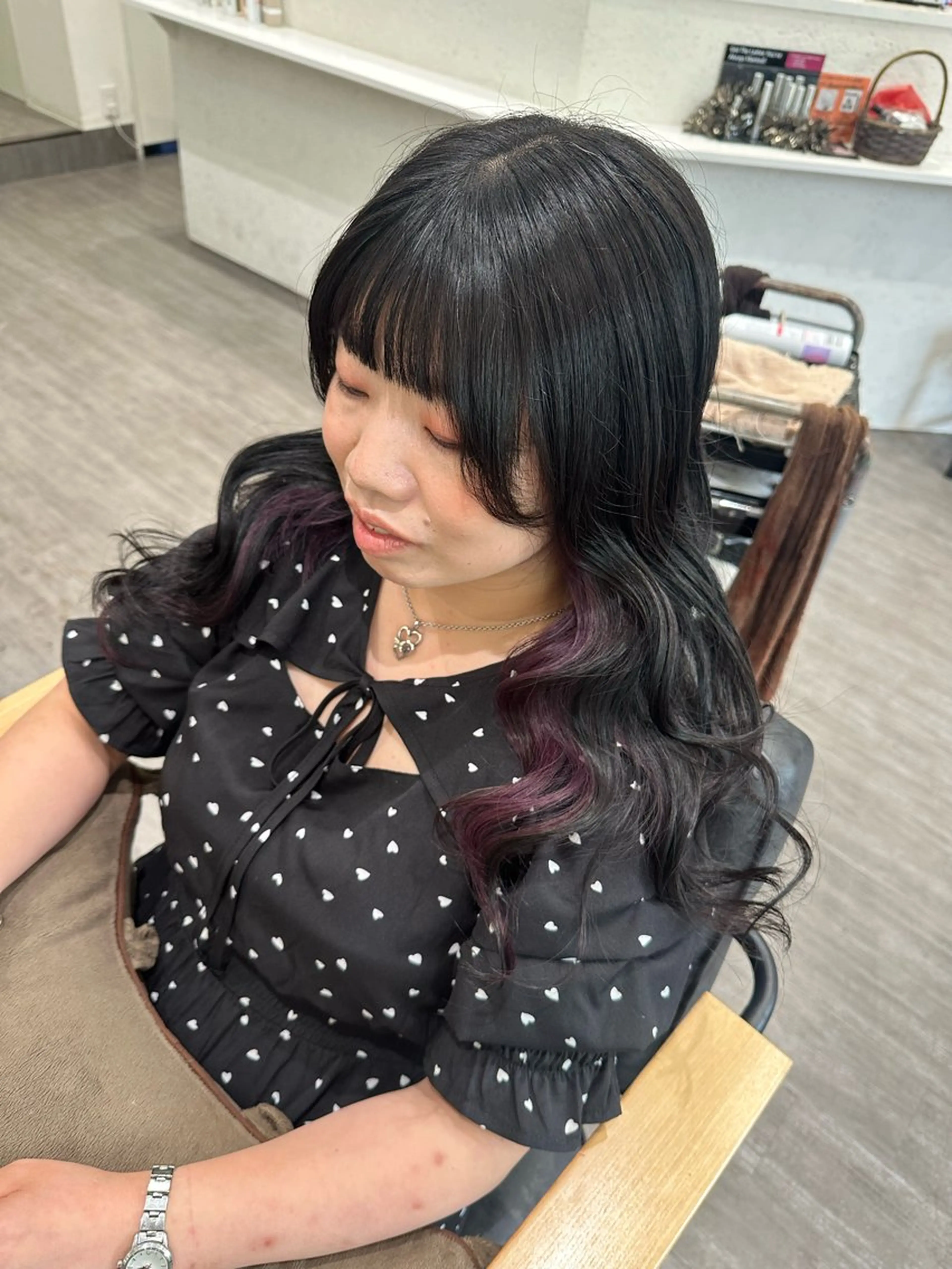 セミロング カラー ラベンダーカラー ピンクカラー ピンクラベンダー 艶髪レイヤー上田 紗也🇰🇷💗のヘアスタイル