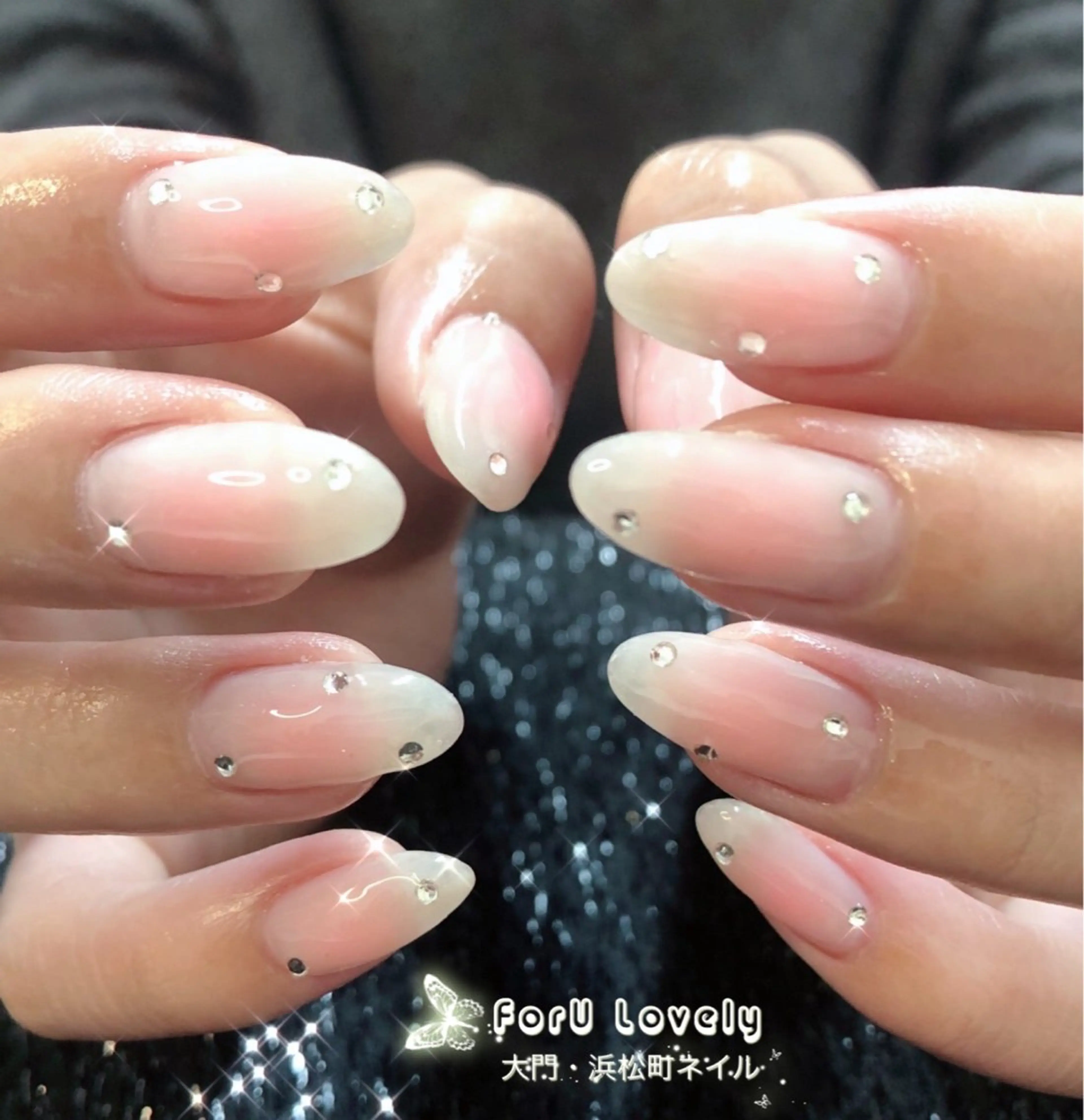 ネイル フレンチネイル ジェルネイル ガラスフレンチ グラデーション 韓国ネイル ハンドネイル ハンドケア 大門浜松町 ネイルのネイルデザイン