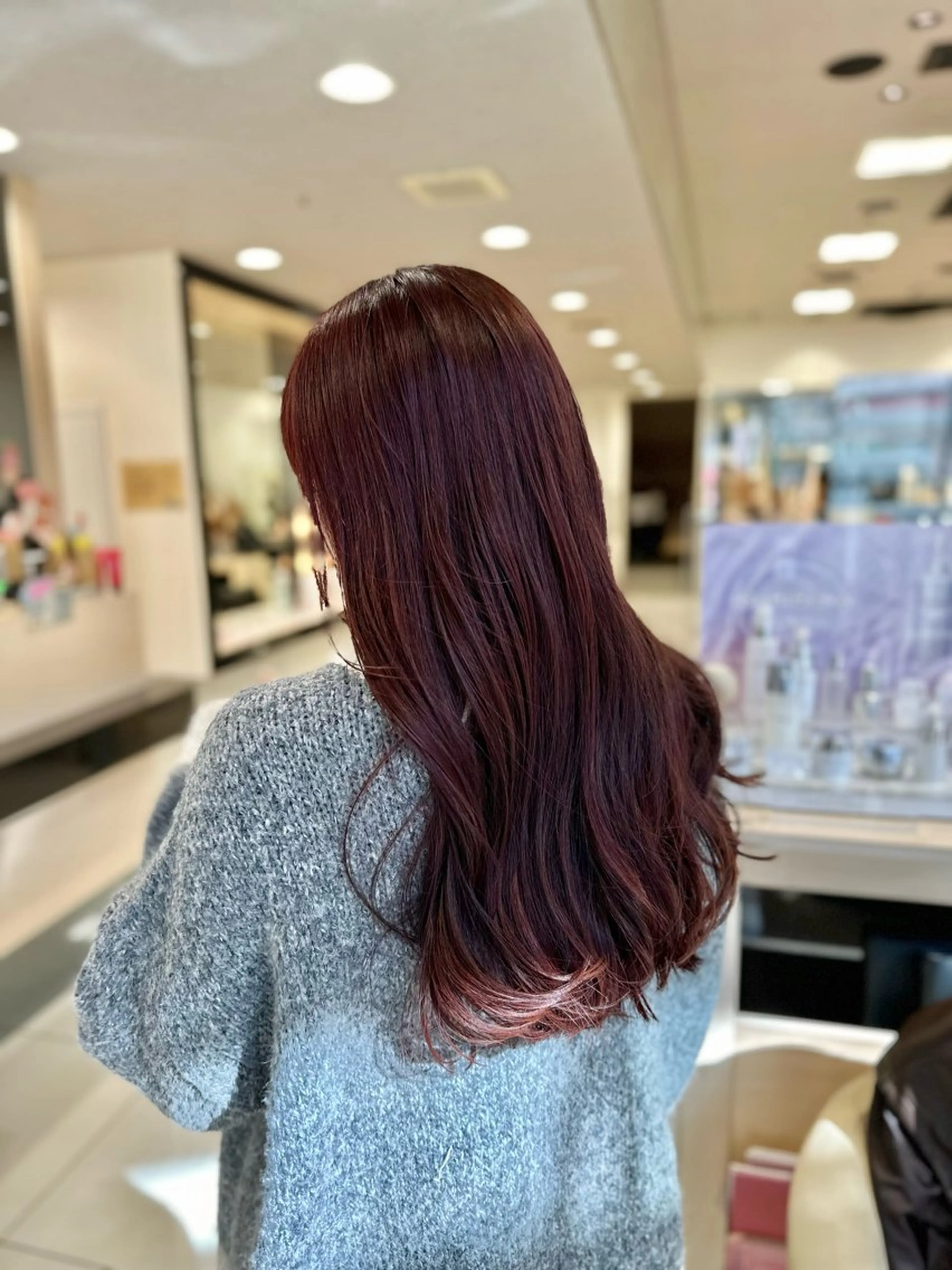 ロング カラー ピンクカラー レッドカラー カット ヘアカラー クロスパーマ/うる艶 カラー/Kurumiのヘアスタイル