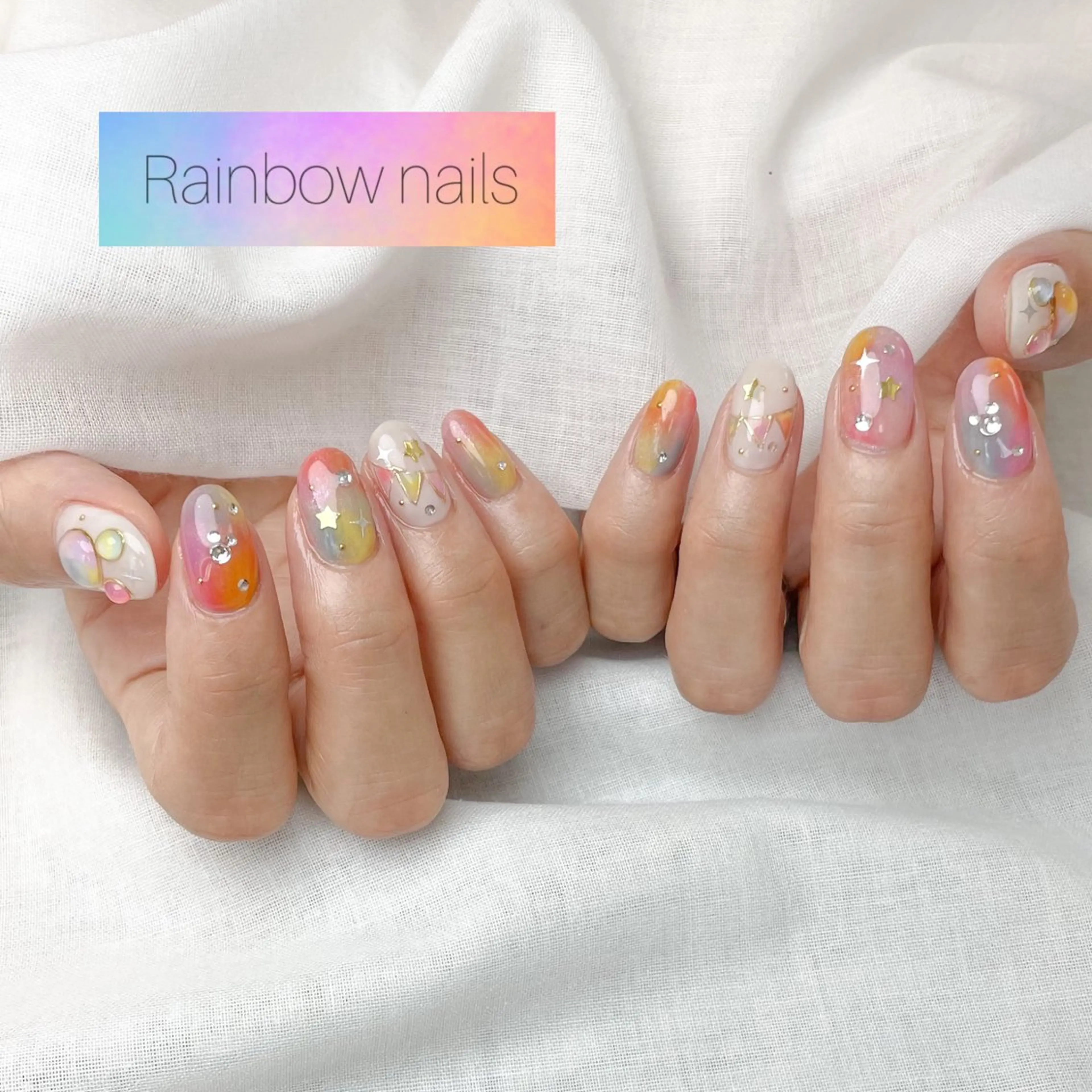 ネイル Rainbow nailsくろちゃんのネイルデザイン
