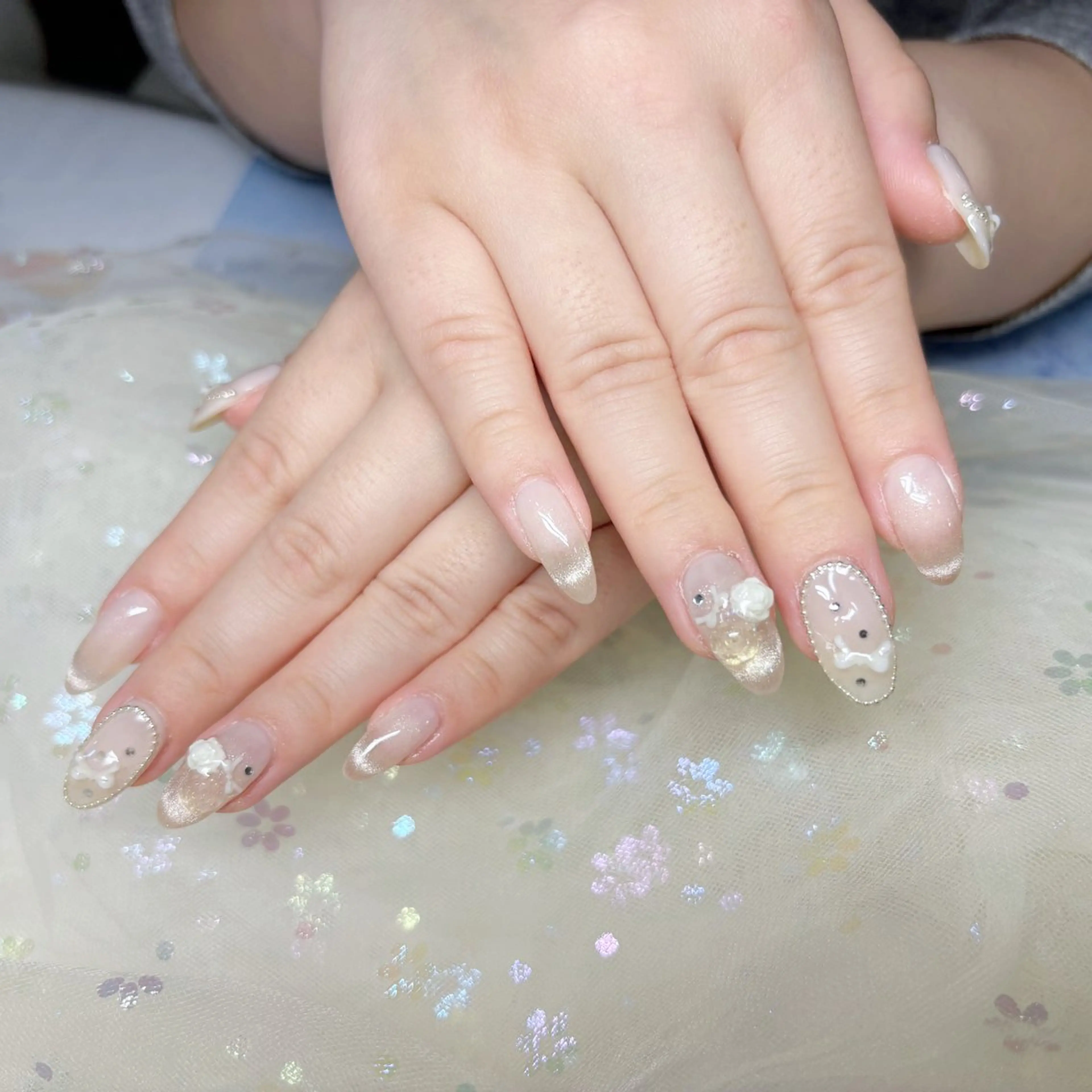 ネイル ハンドネイル H3 Nail Tsuki🦋💙のネイルデザイン