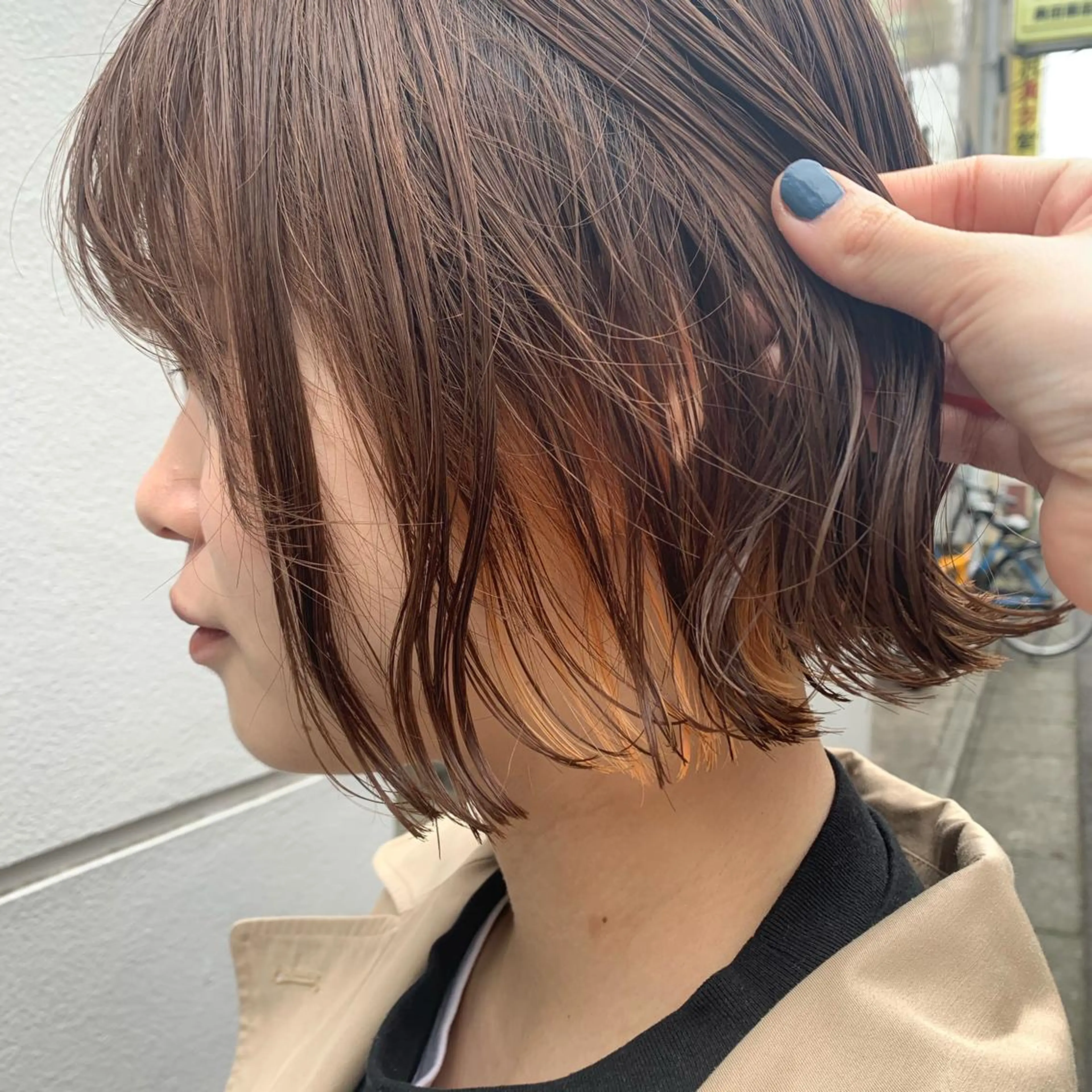 ショート カラー ヘアアレンジ サナ🌱 切りっぱなしボブのヘアスタイル