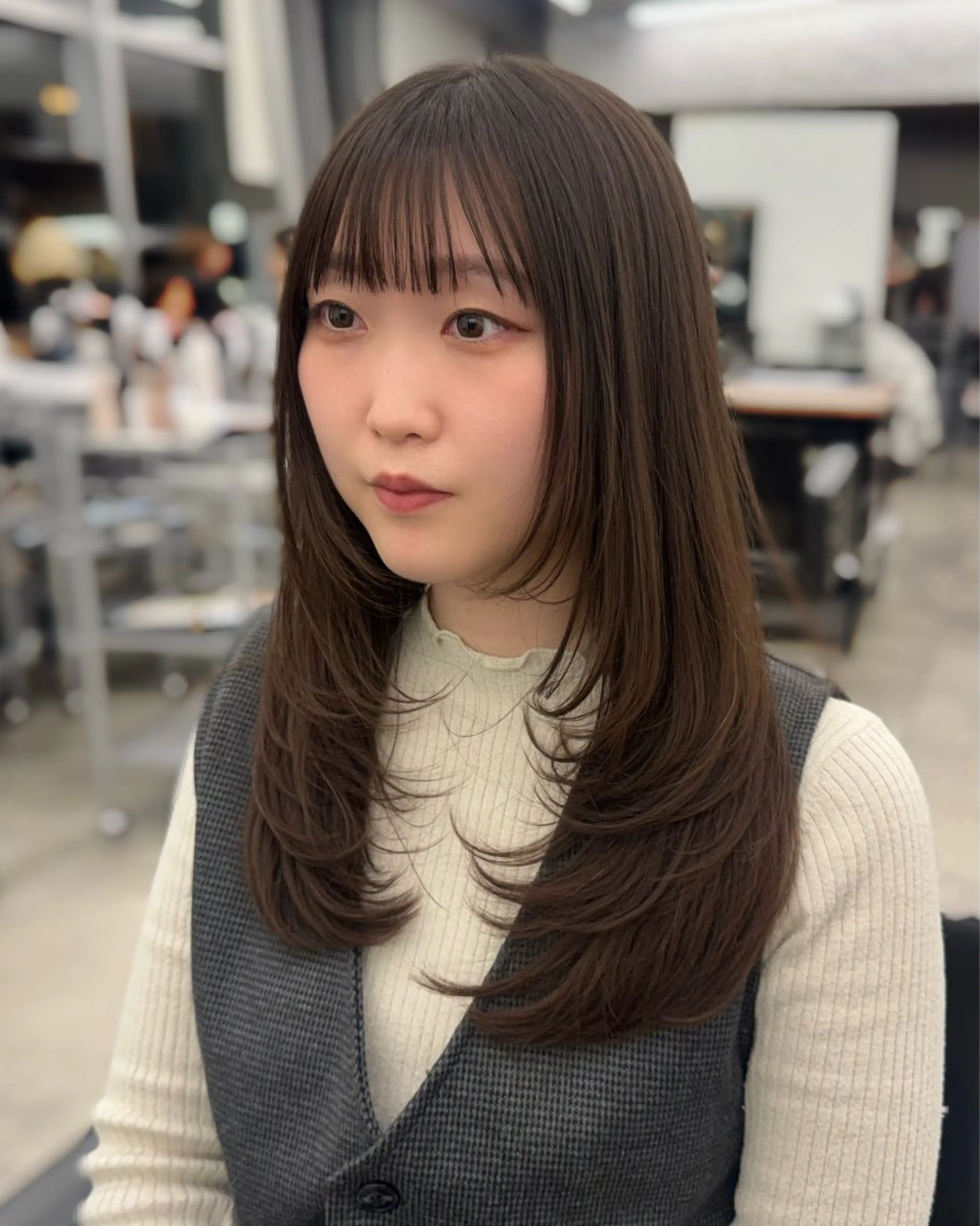 セミロング レイヤーカット カット ヘアカラー レイヤー/透明感/ 顔周り/kana🩰のヘアスタイル