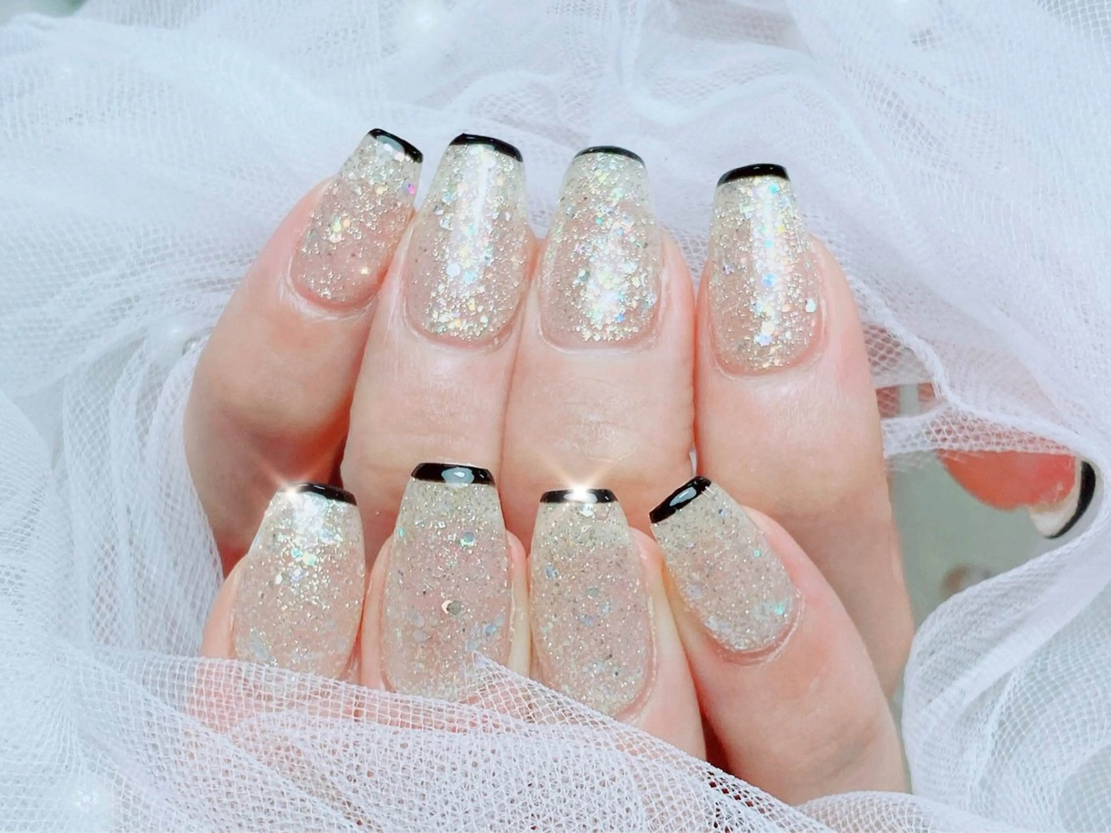 ネイル オーロラネイル チークネイル 長さ出し フットネイル フレンチネイル ハンドネイル ハンドケア lily nailのネイルデザイン