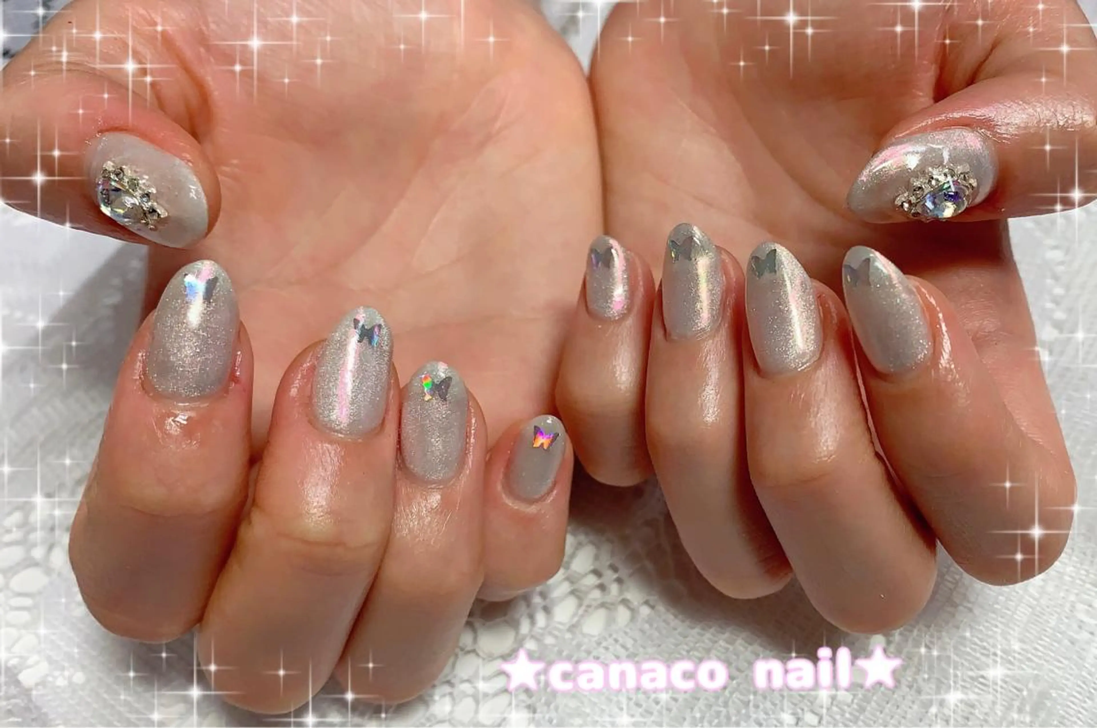 ネイル アートネイル オーロラネイル ジェルネイル キラキラネイル マグネットネイル ハンドネイル ハンドケア Felice所属・ベテランネイル cnc  nailのネイルデザイン