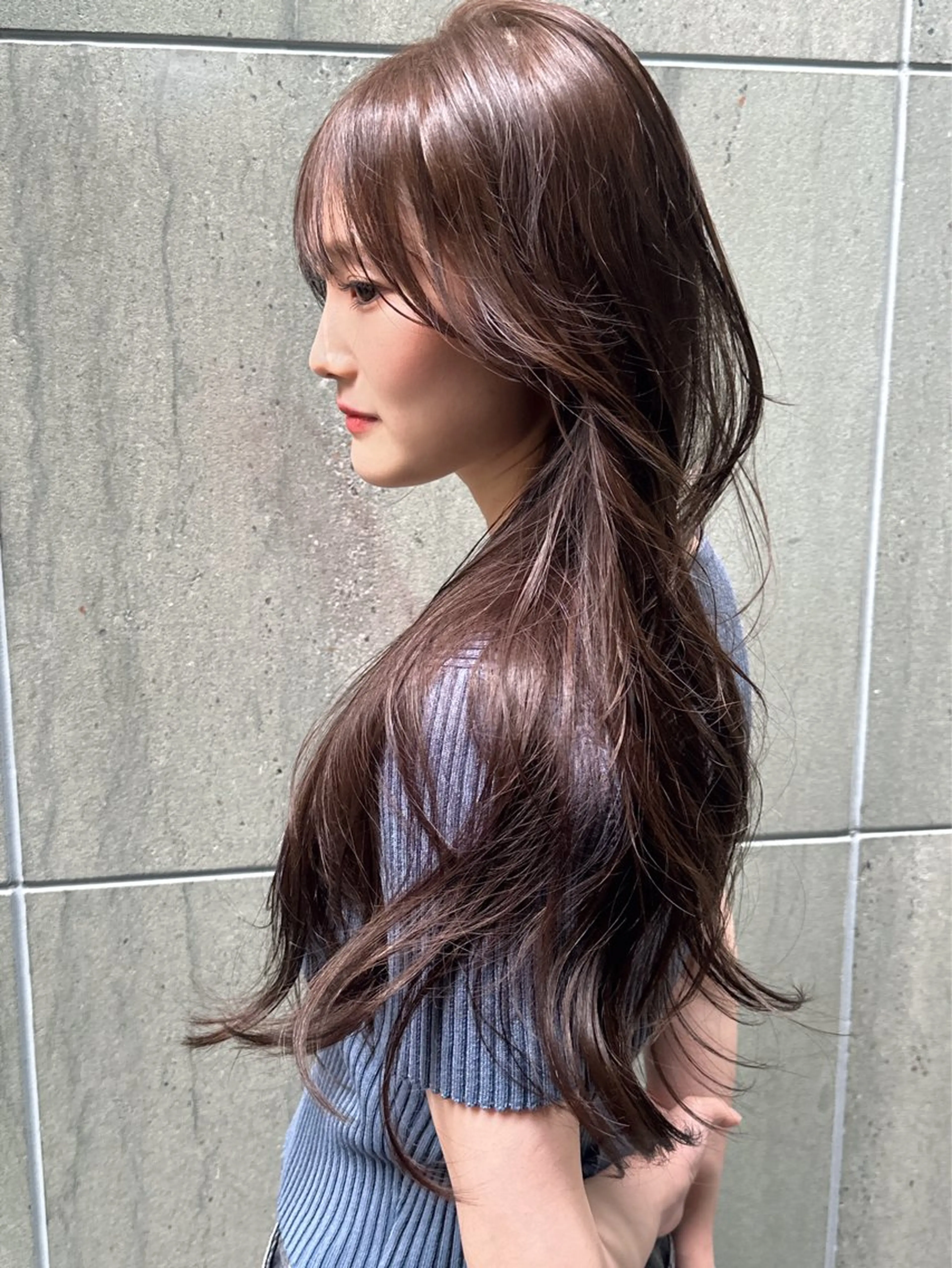 ロング カラー 韓国風ヘア レイヤーカット カット ヘアカラー トリートメント AiM エイム　韓国レイヤーのヘアスタイル
