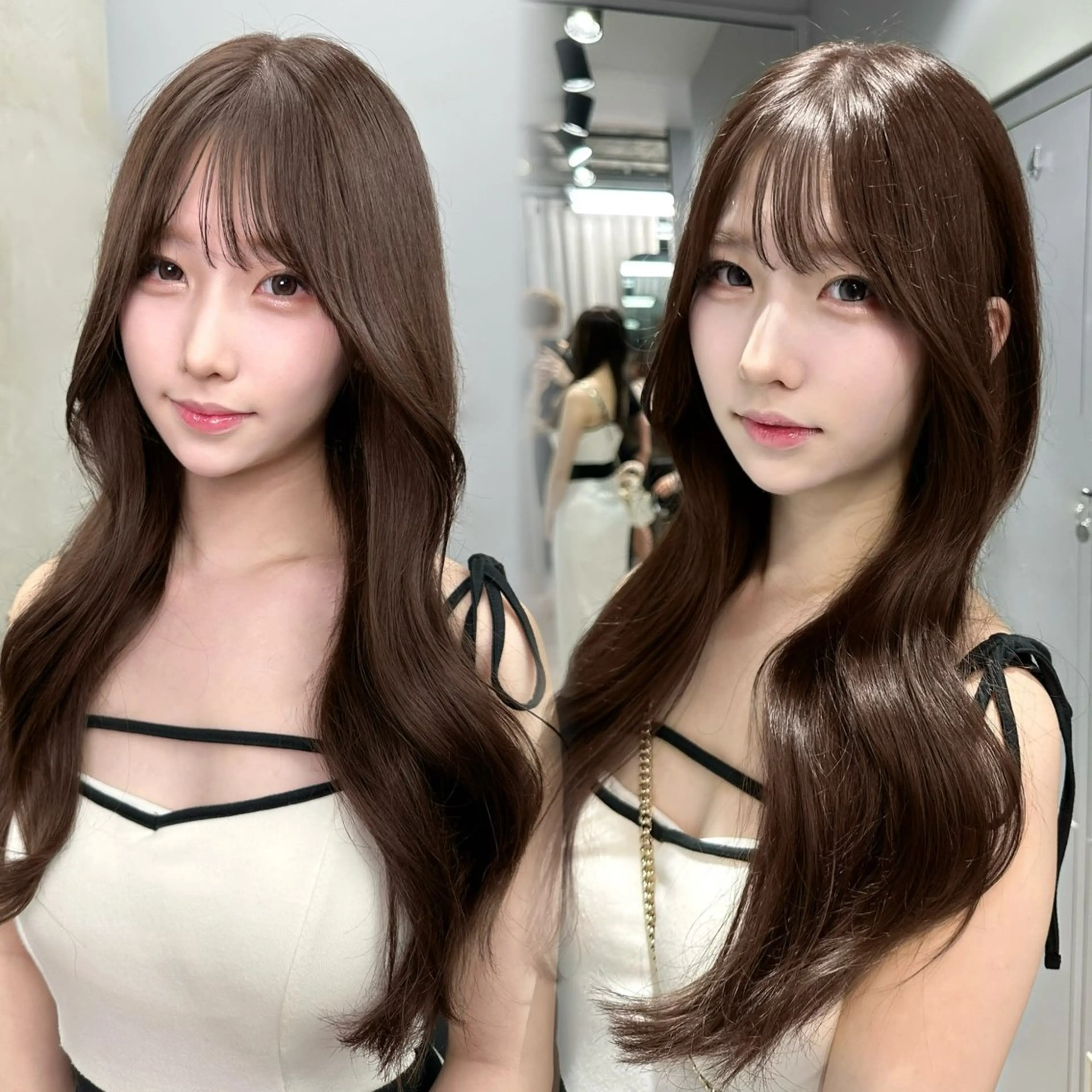 ミディアム カット ヘアカラー トリートメント 韓国/ワンホンヘア 髪質改善/MaCoのヘアスタイル