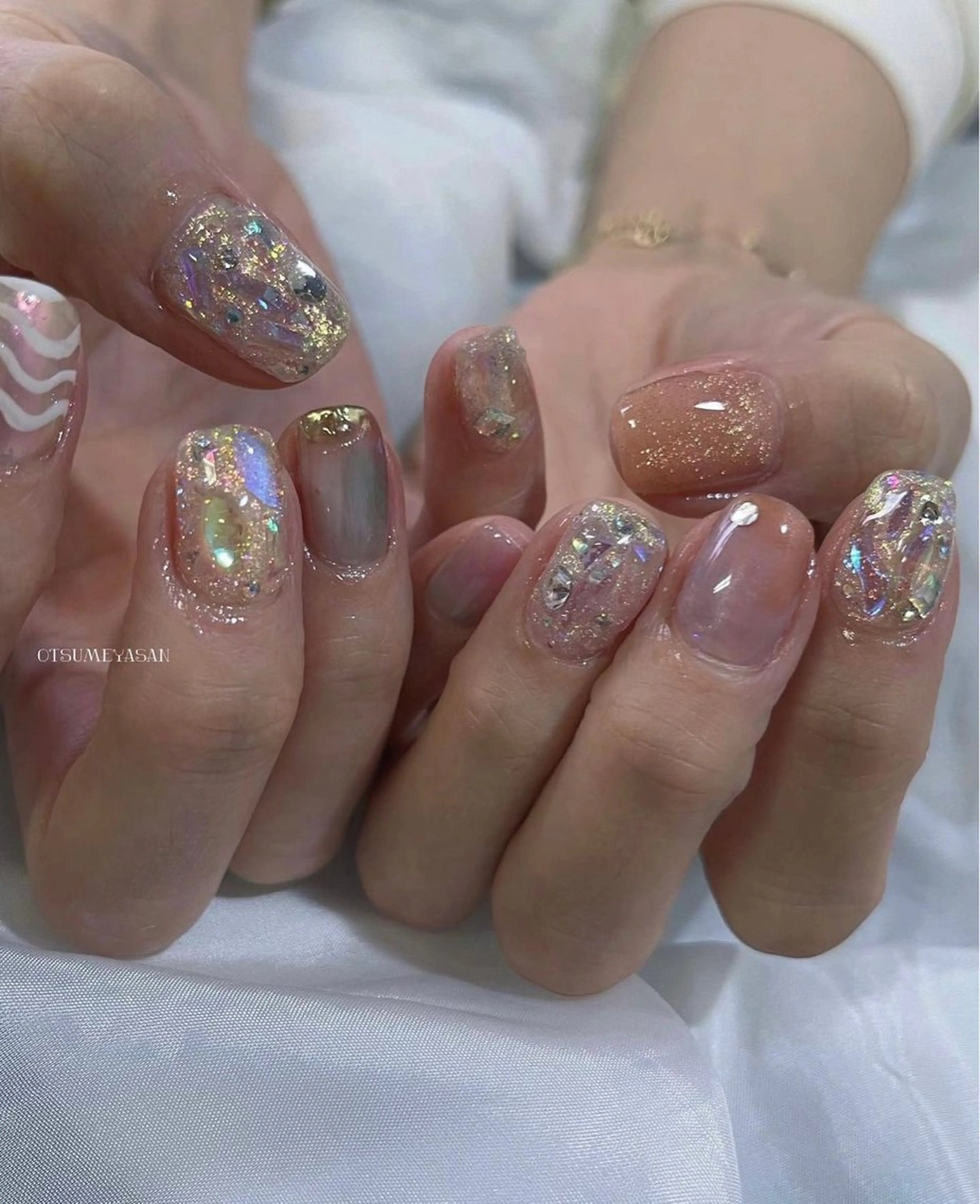 ネイル ブルー ジェルネイル 韓国ネイル マグネットネイル ミラーネイル otsumeyasan所属・わたなべ ちかのネイルデザイン