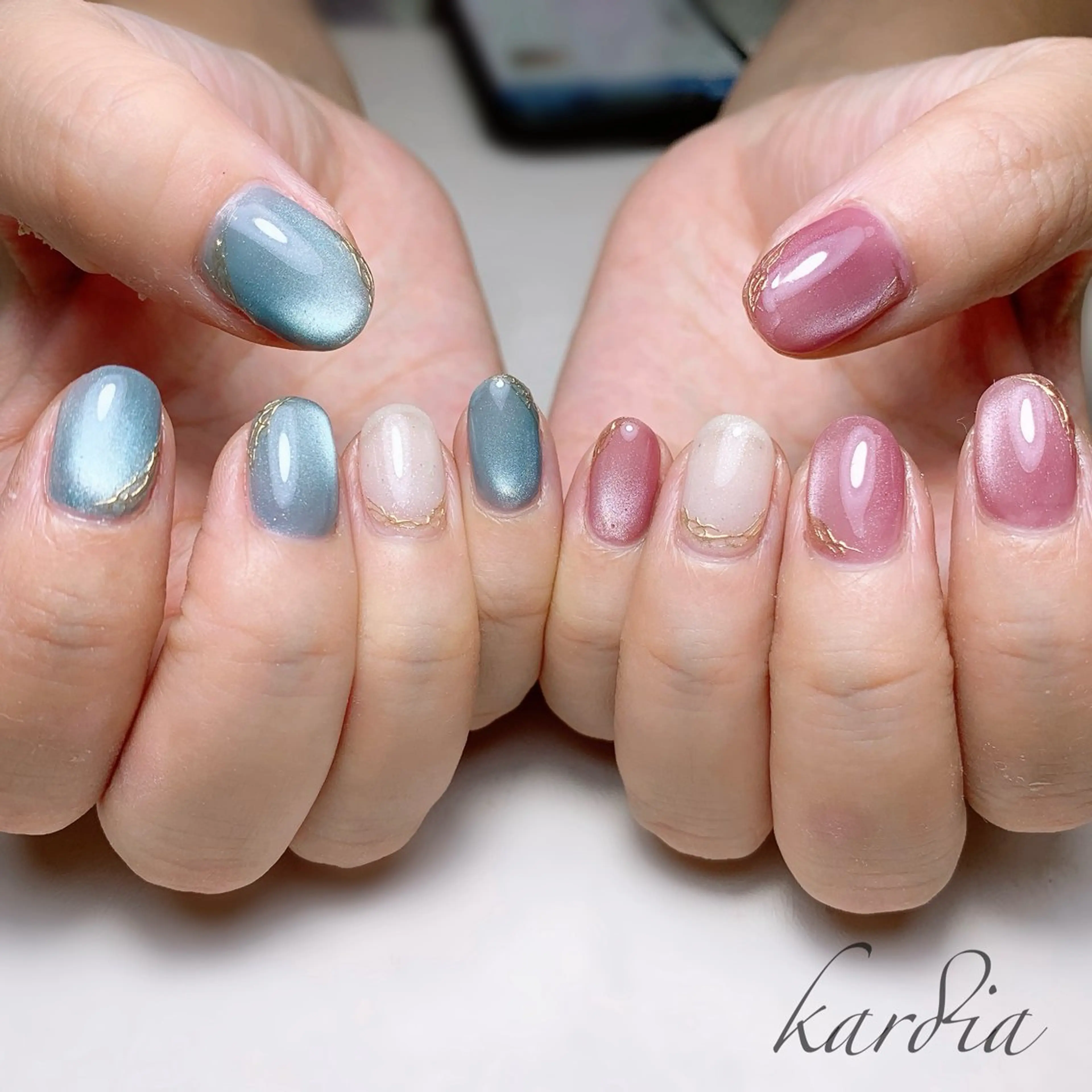 ネイル ハンドネイル καρδιά -ｶﾙﾃﾞｨｱ-のネイルデザイン